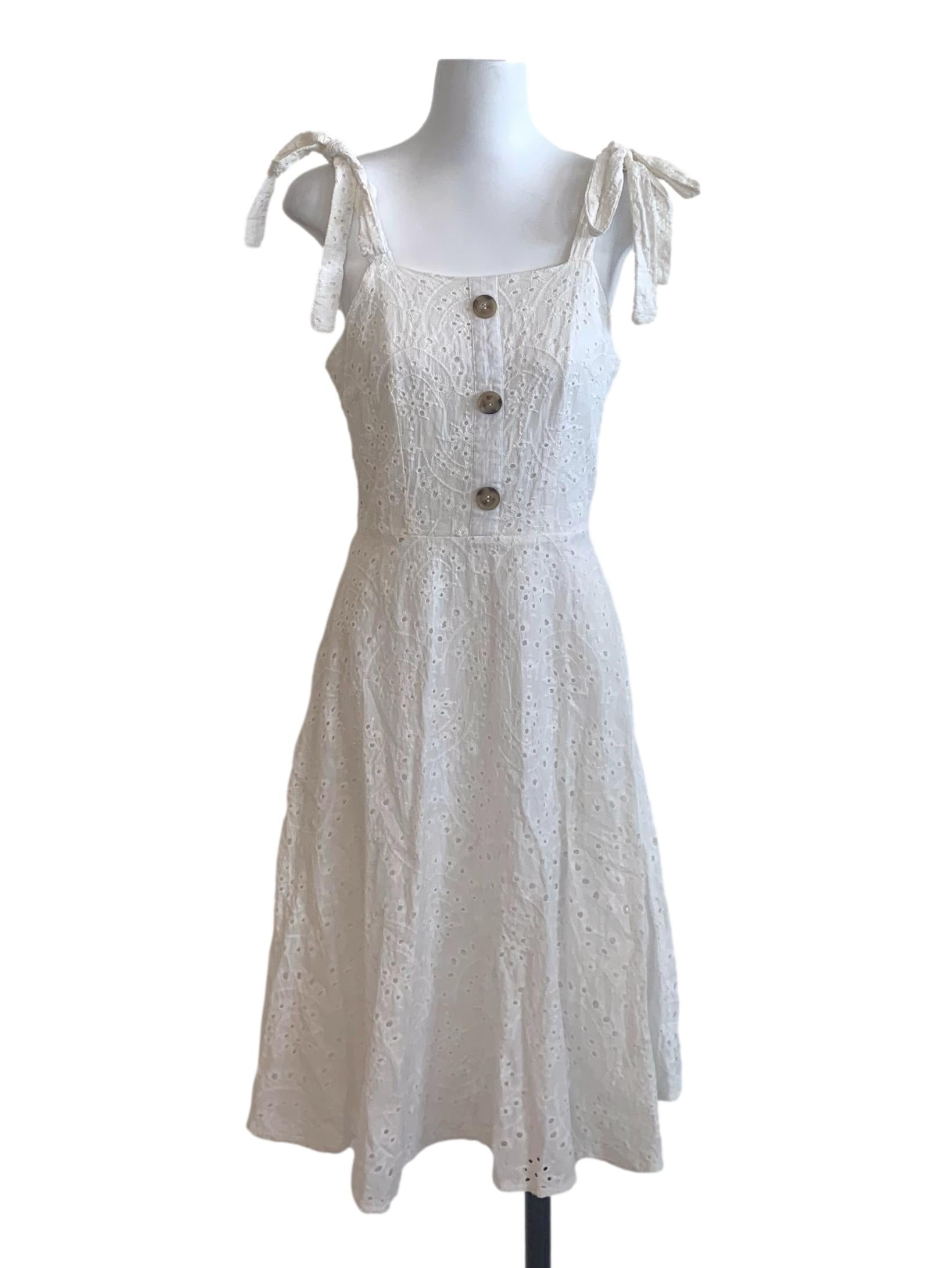 White Embroidery Pattern Dress