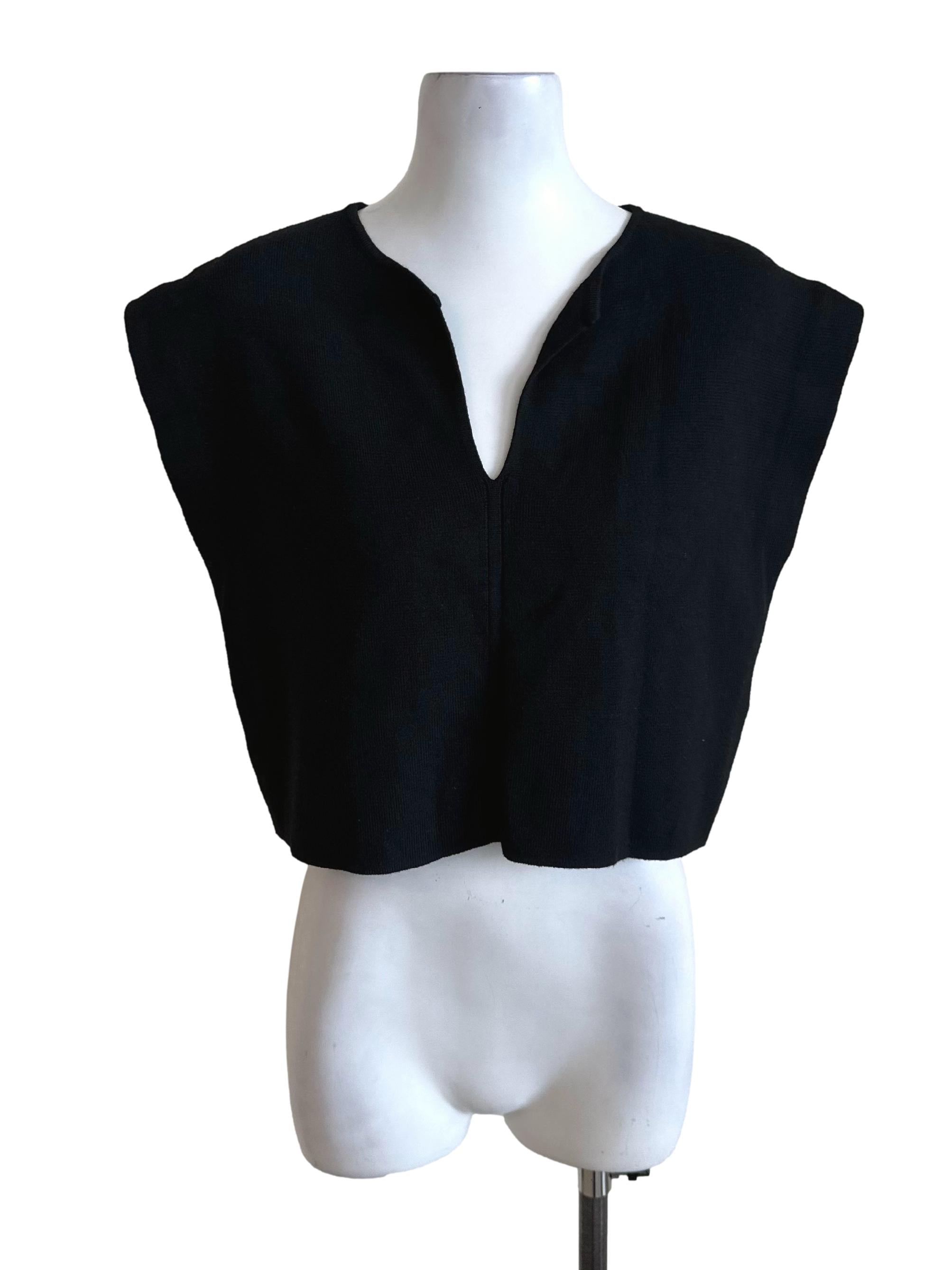 Raven Black Structured V Neck Top LB