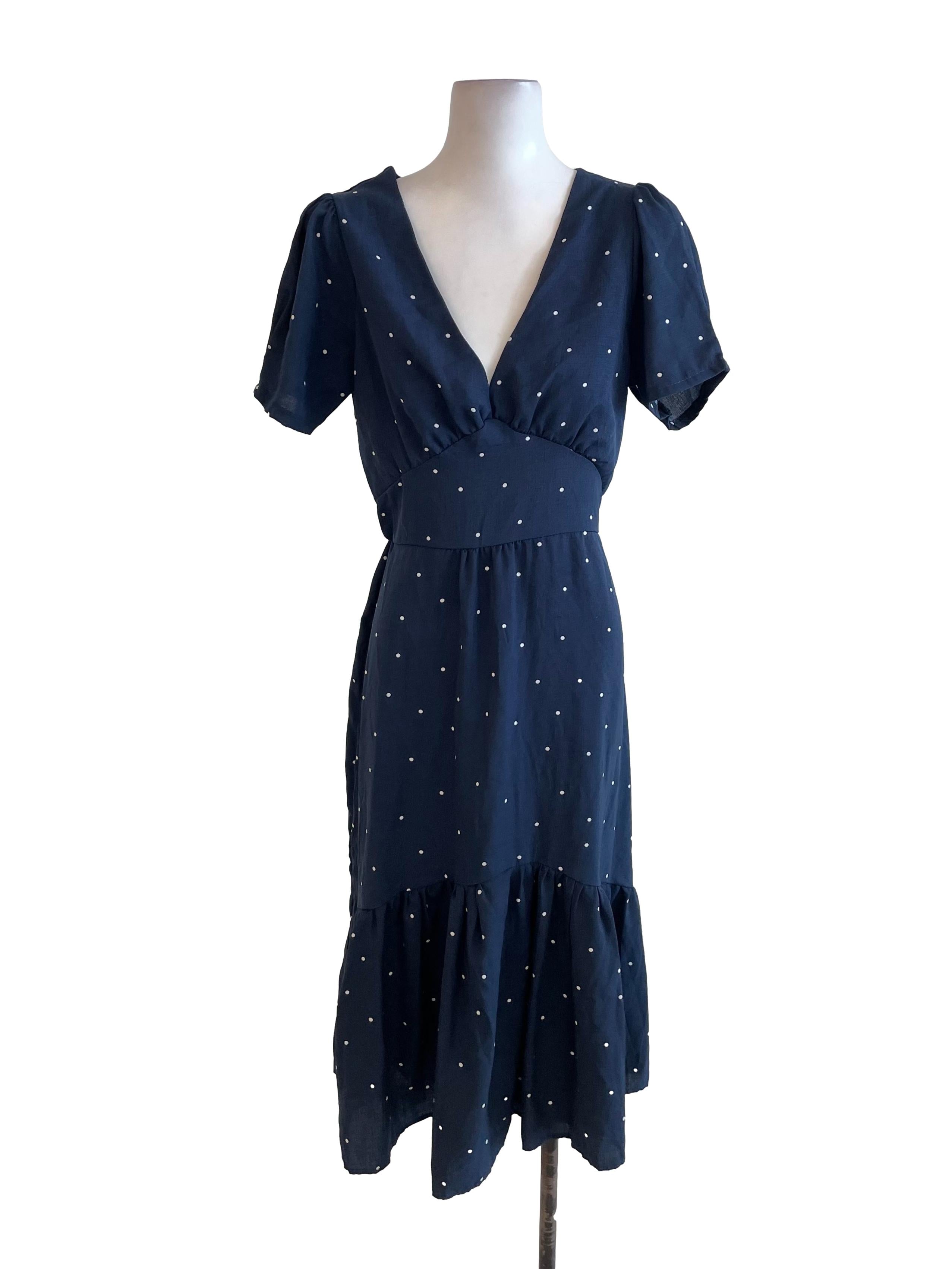 Black Polka Dots Peasant Dress