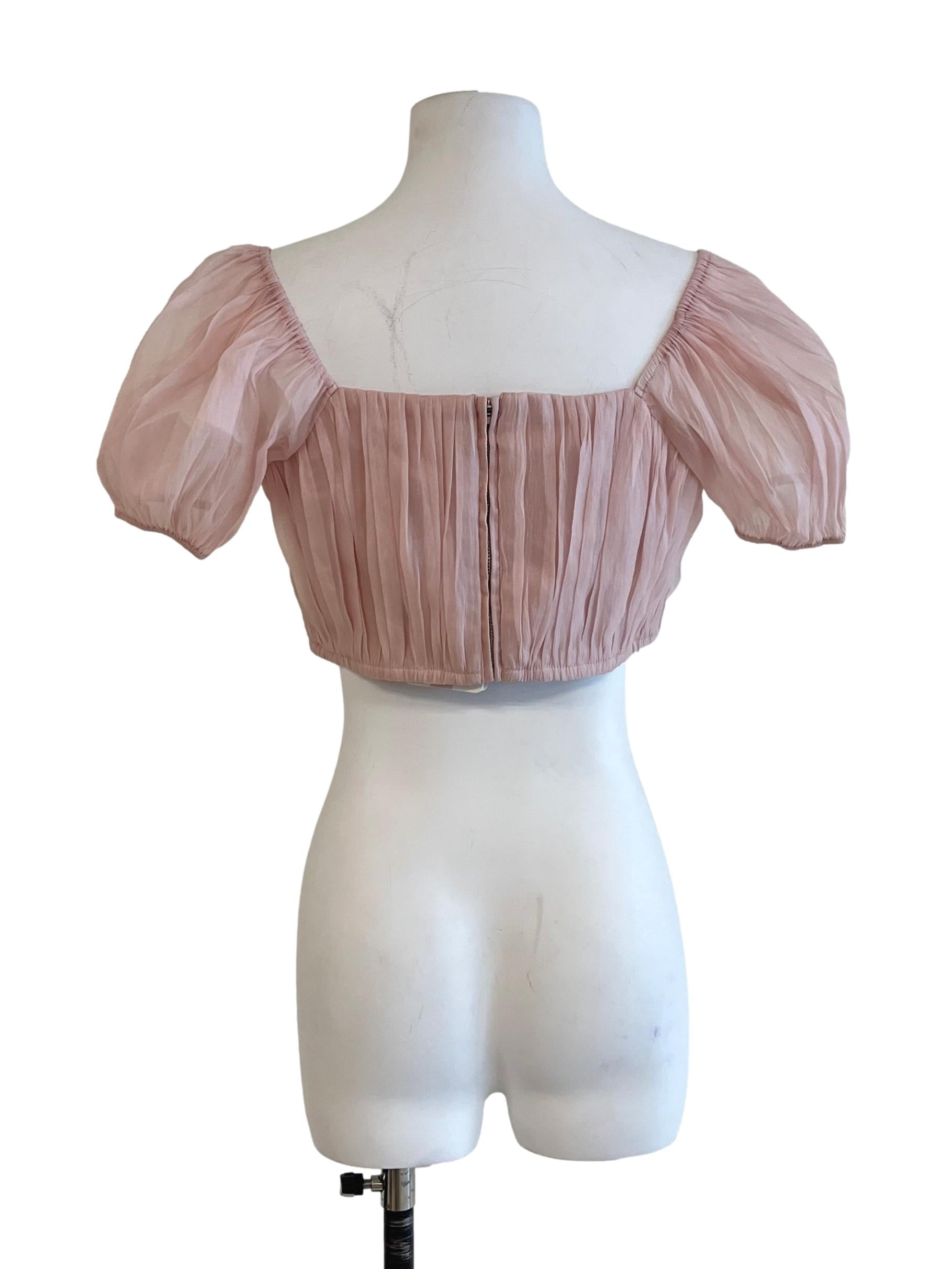 Rose Pink Textured Square Neck Top