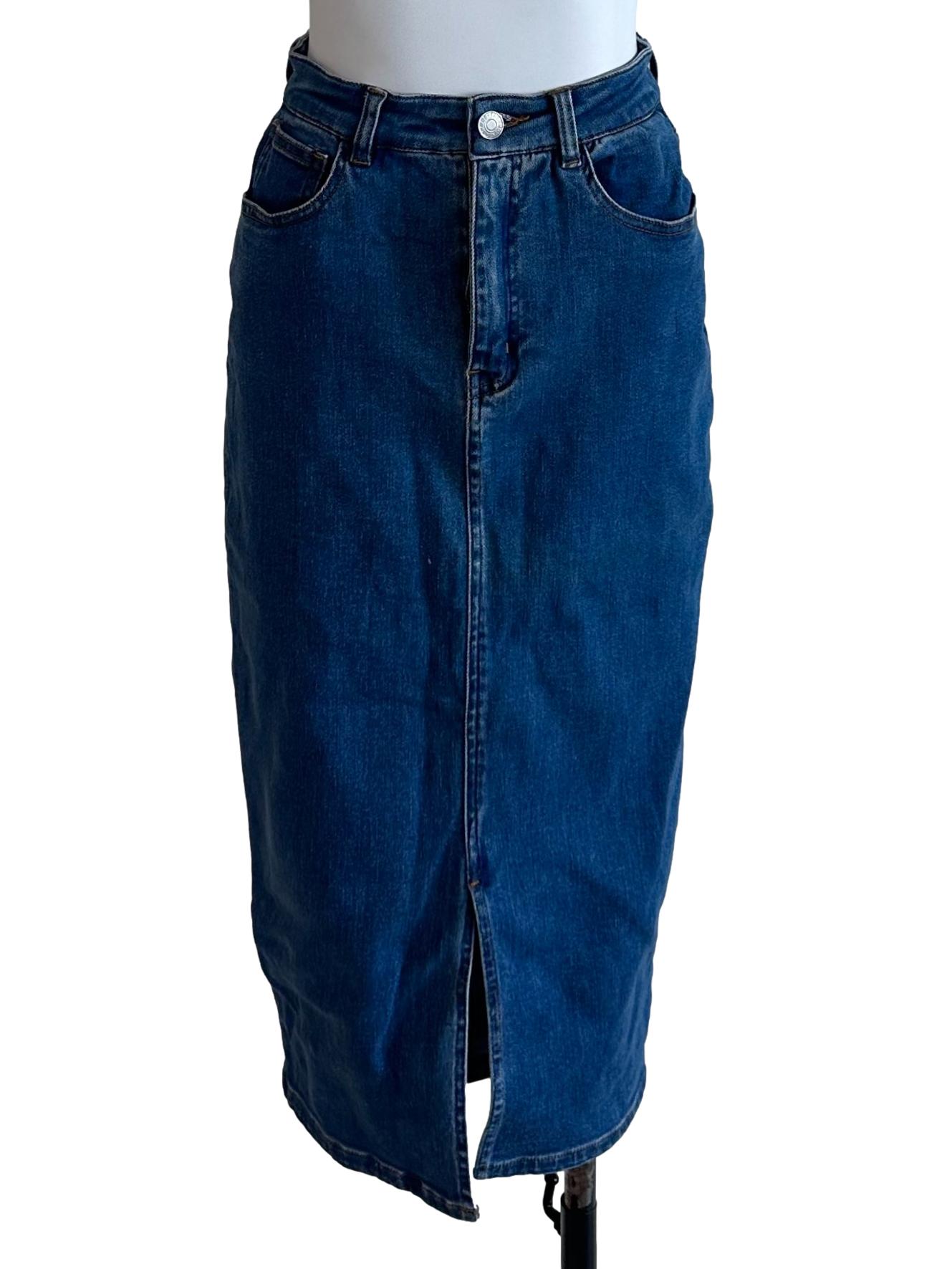 Indigo Blue Denim Slit Skirt