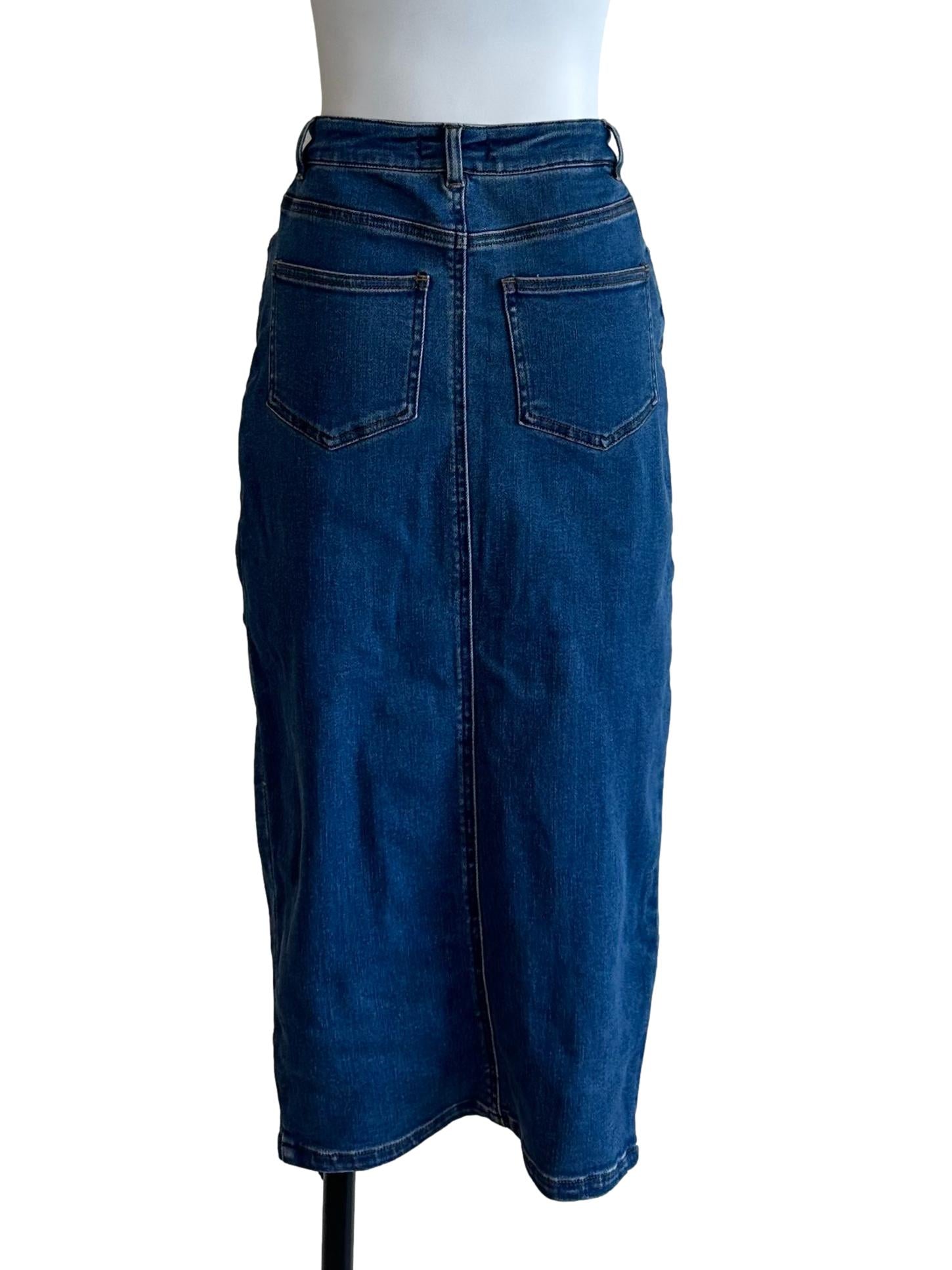 Indigo Blue Denim Slit Skirt