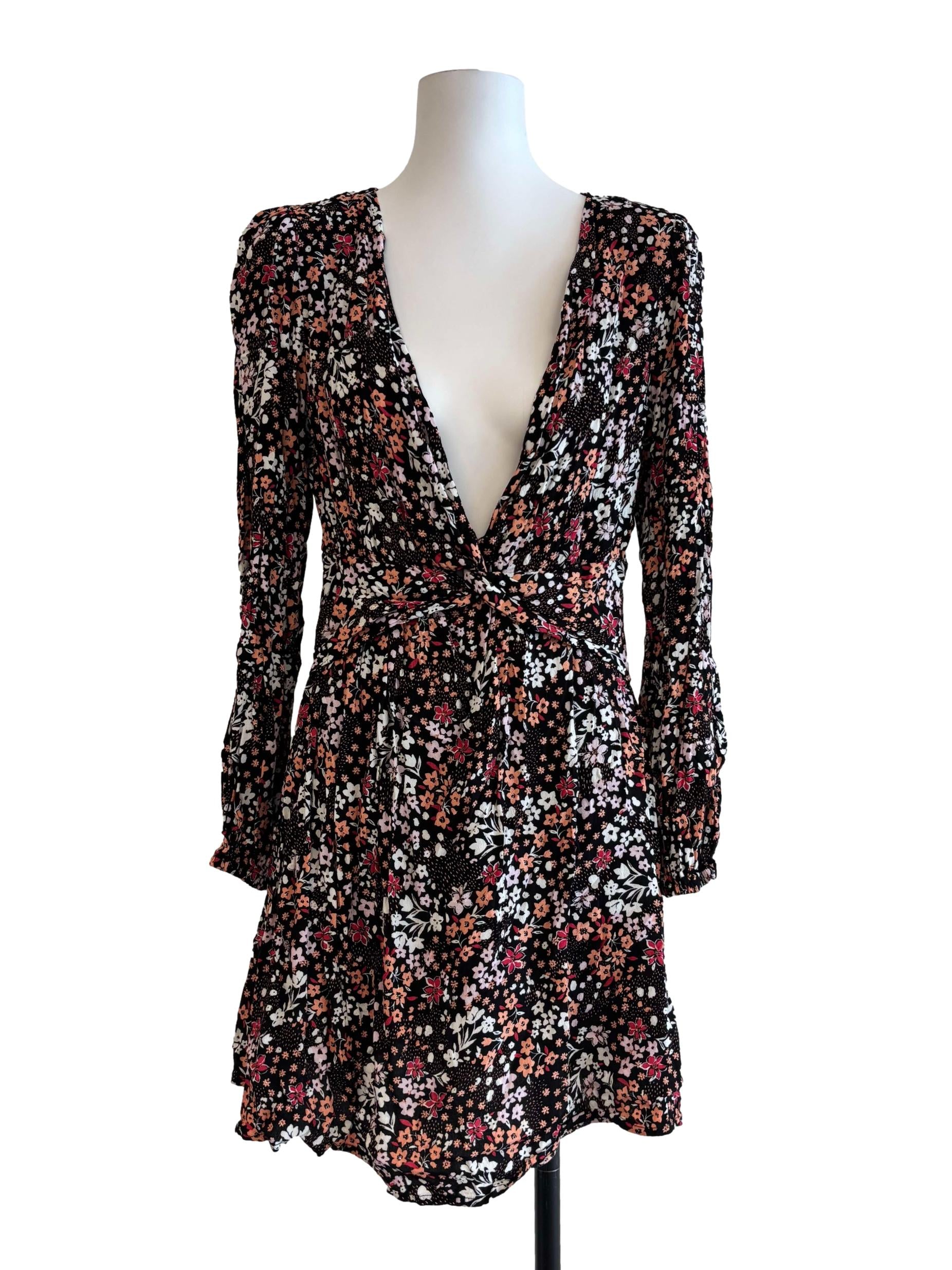 Slate Black Plunge Neck Floral Sundress