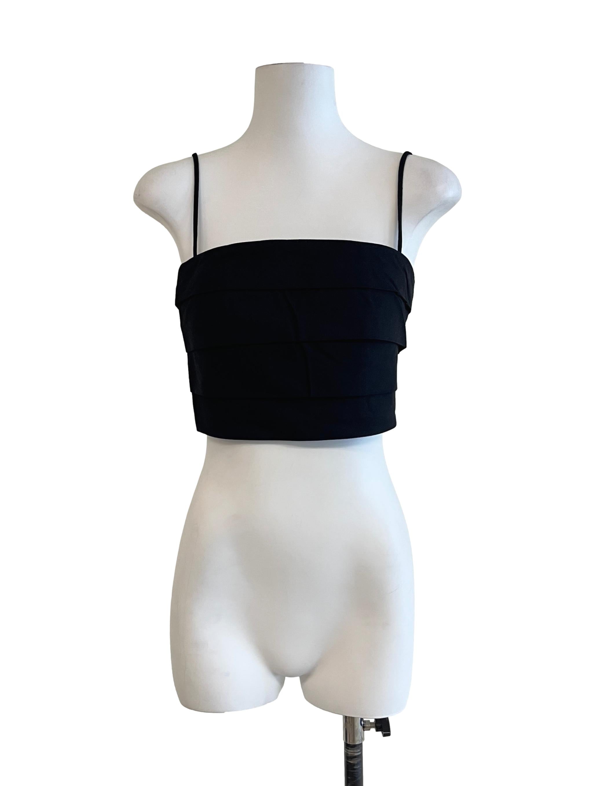 Jade Black Spaghetti Strap Crop Top