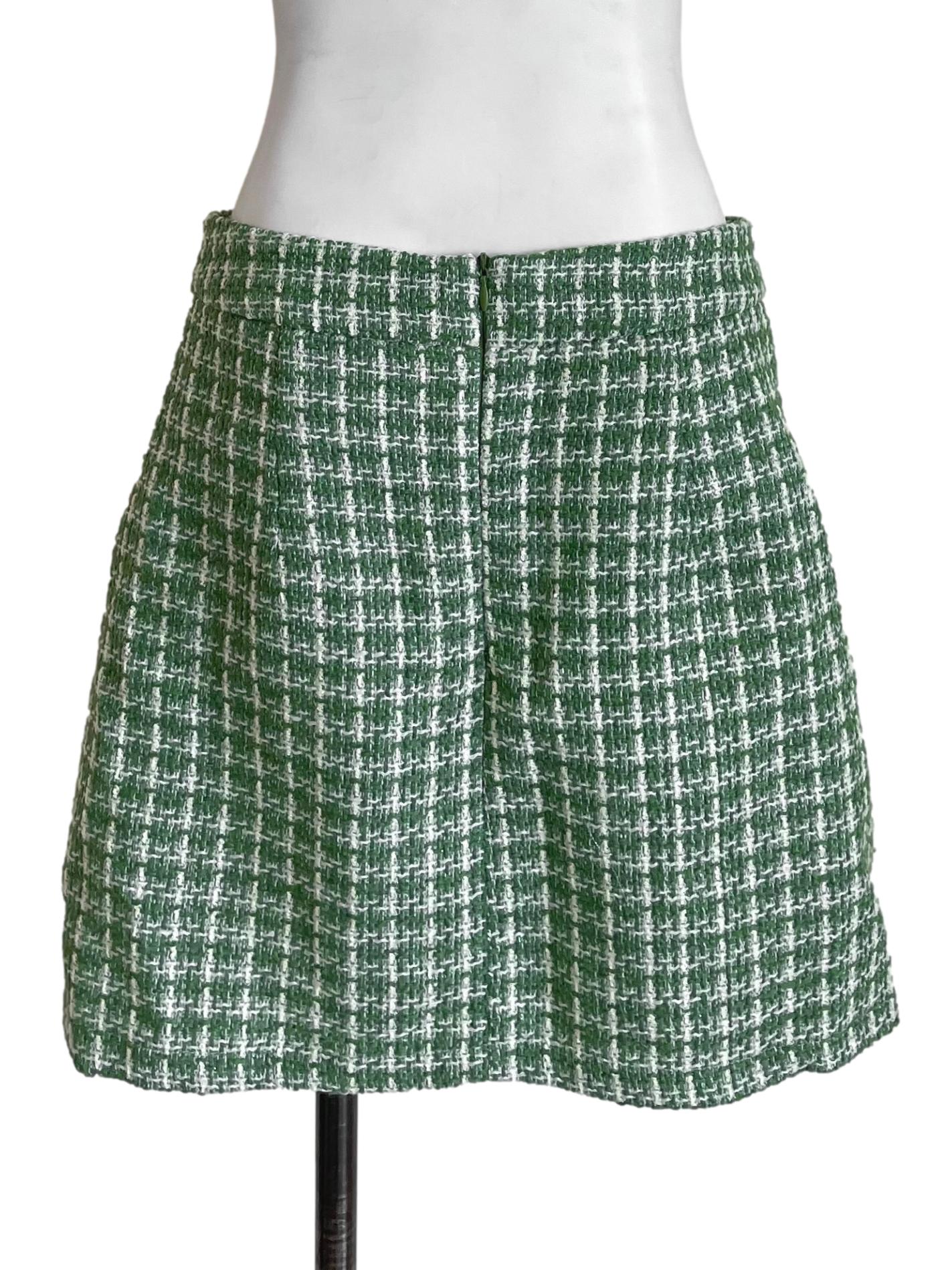 Green Tweed Sheath Skirt