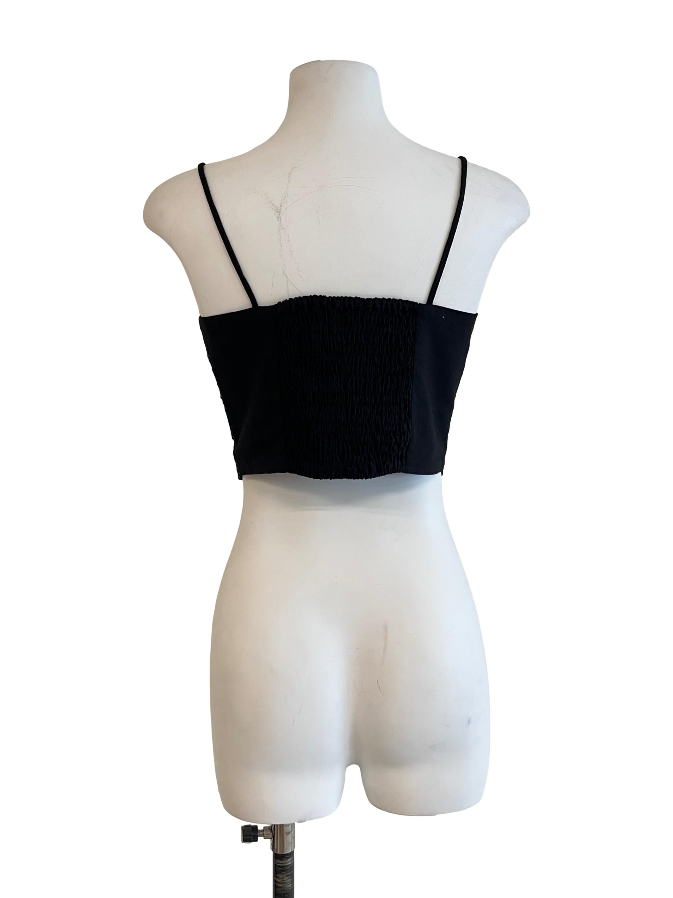 Jade Black Spaghetti Strap Crop Top