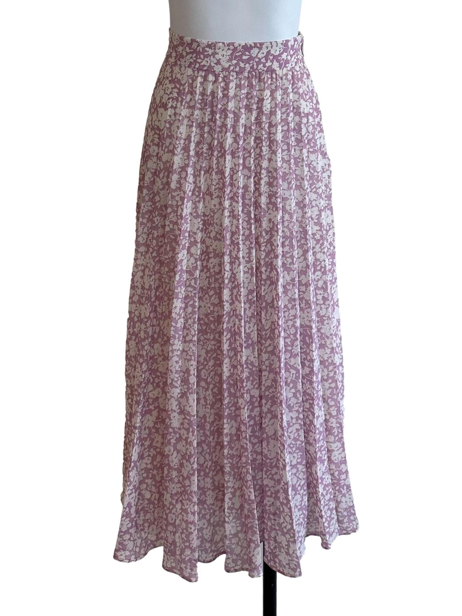 Lavender Purple Pattern Pleated Skirt