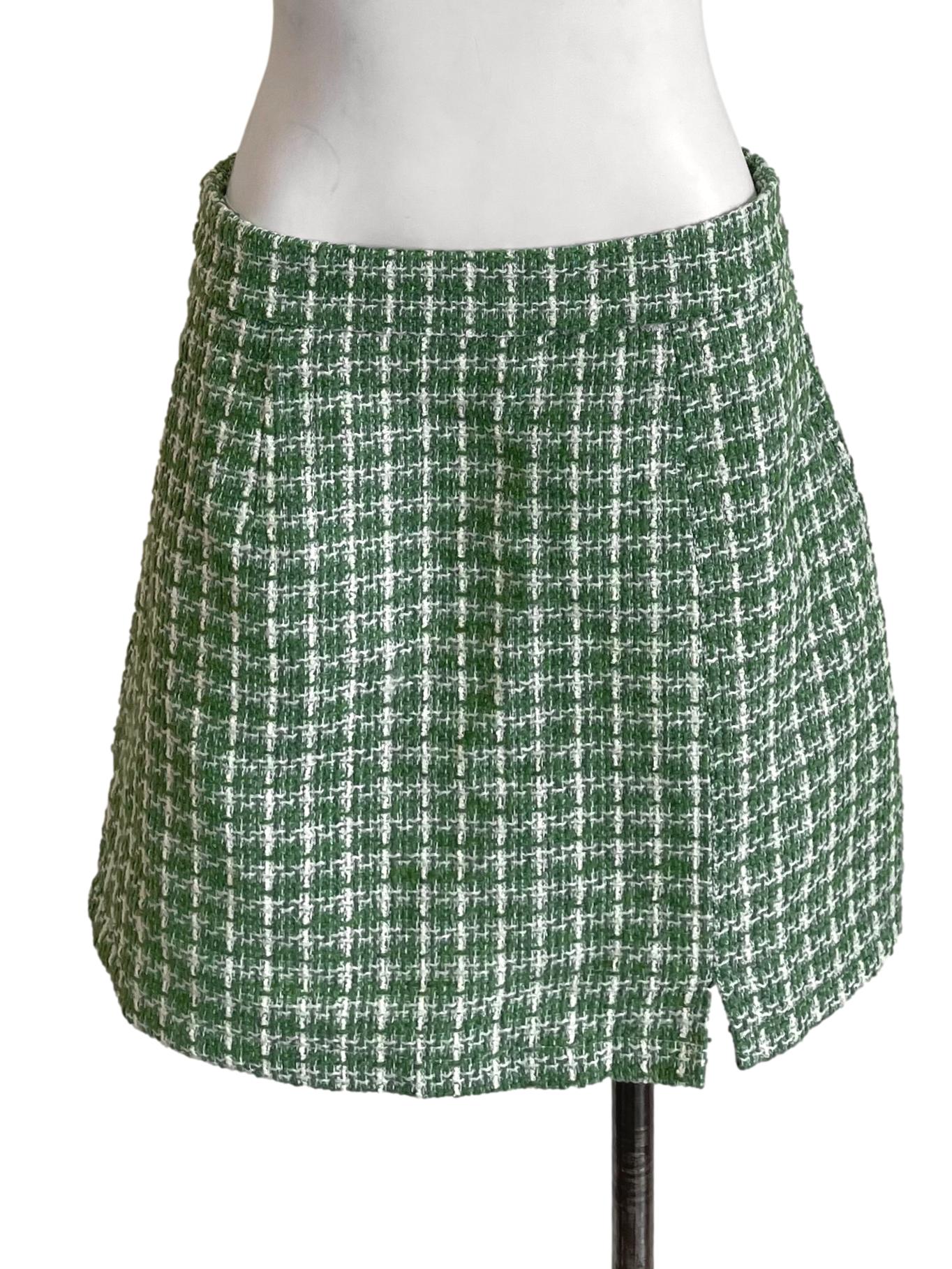 Green Tweed Sheath Skirt