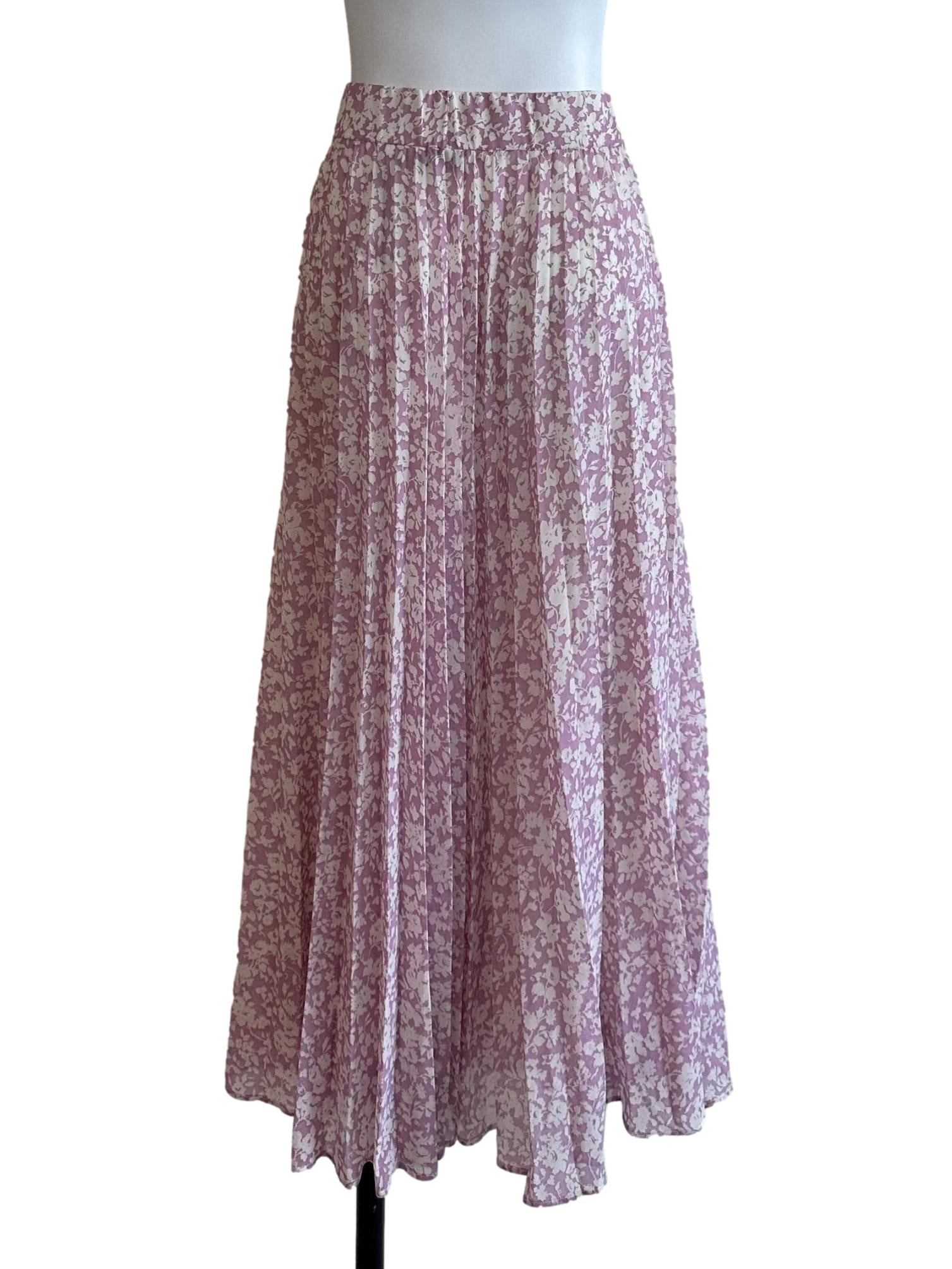 Lavender Purple Pattern Pleated Skirt