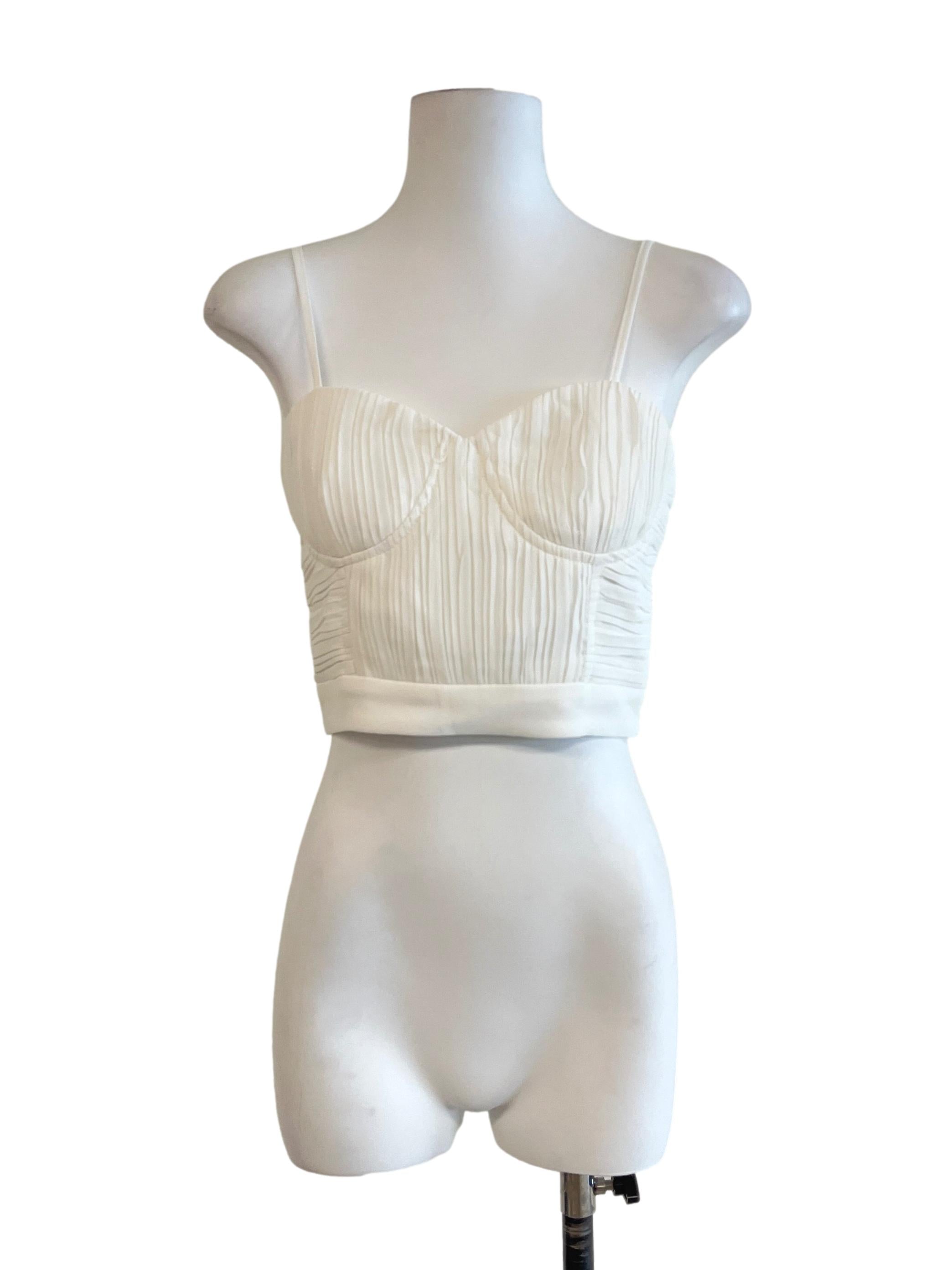 Pearl White Textured Crop Top