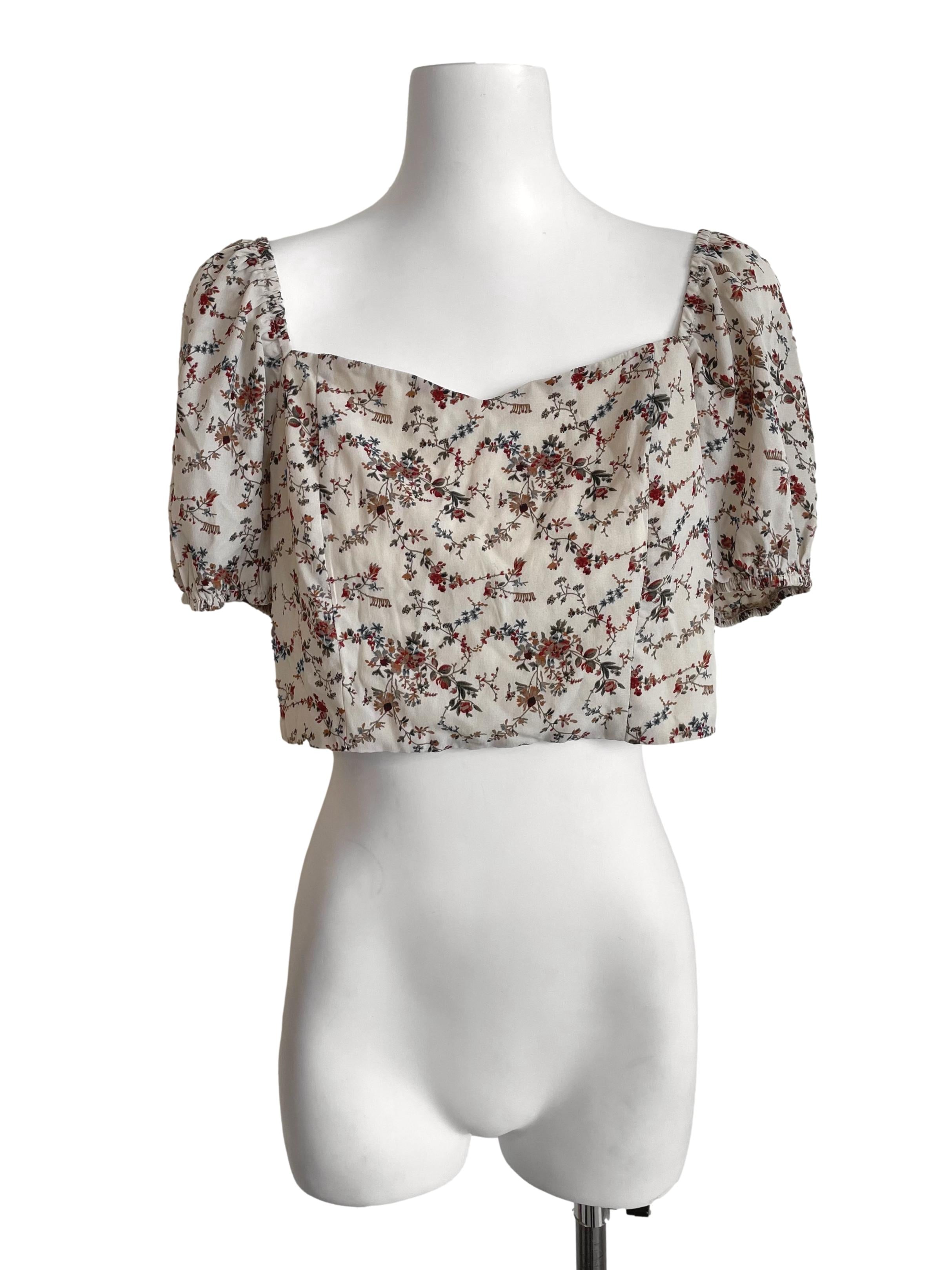 Oat Floral Sweetheart Crop Top