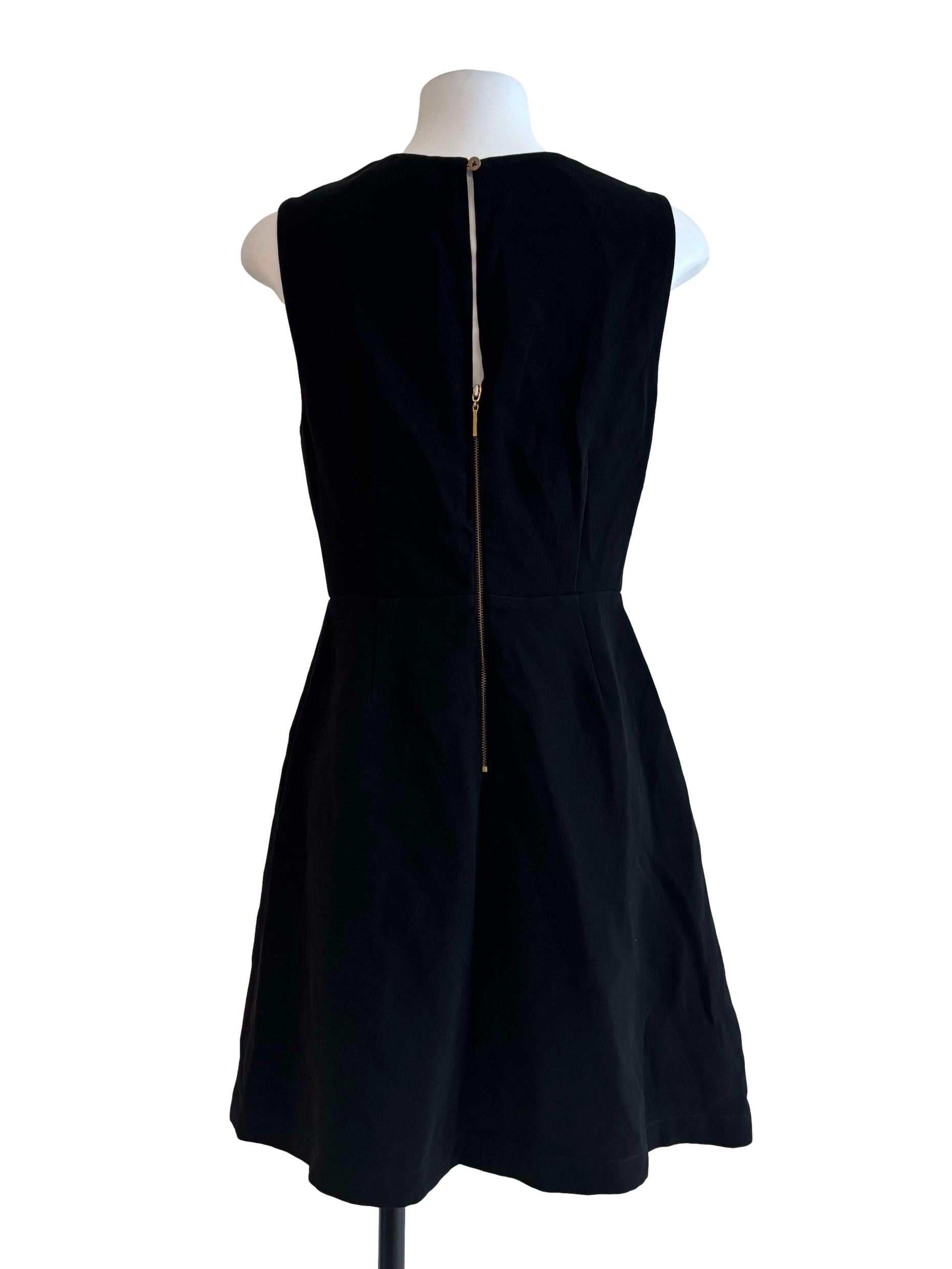 Rich Black Sleeveless Ruffle A-Line Dress