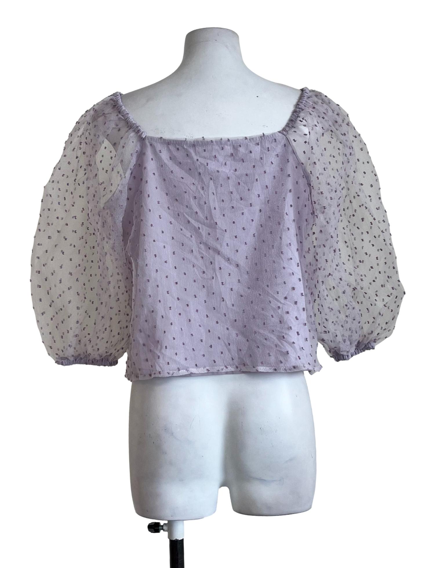 Light Purple Lace Long Sleeves Blouse