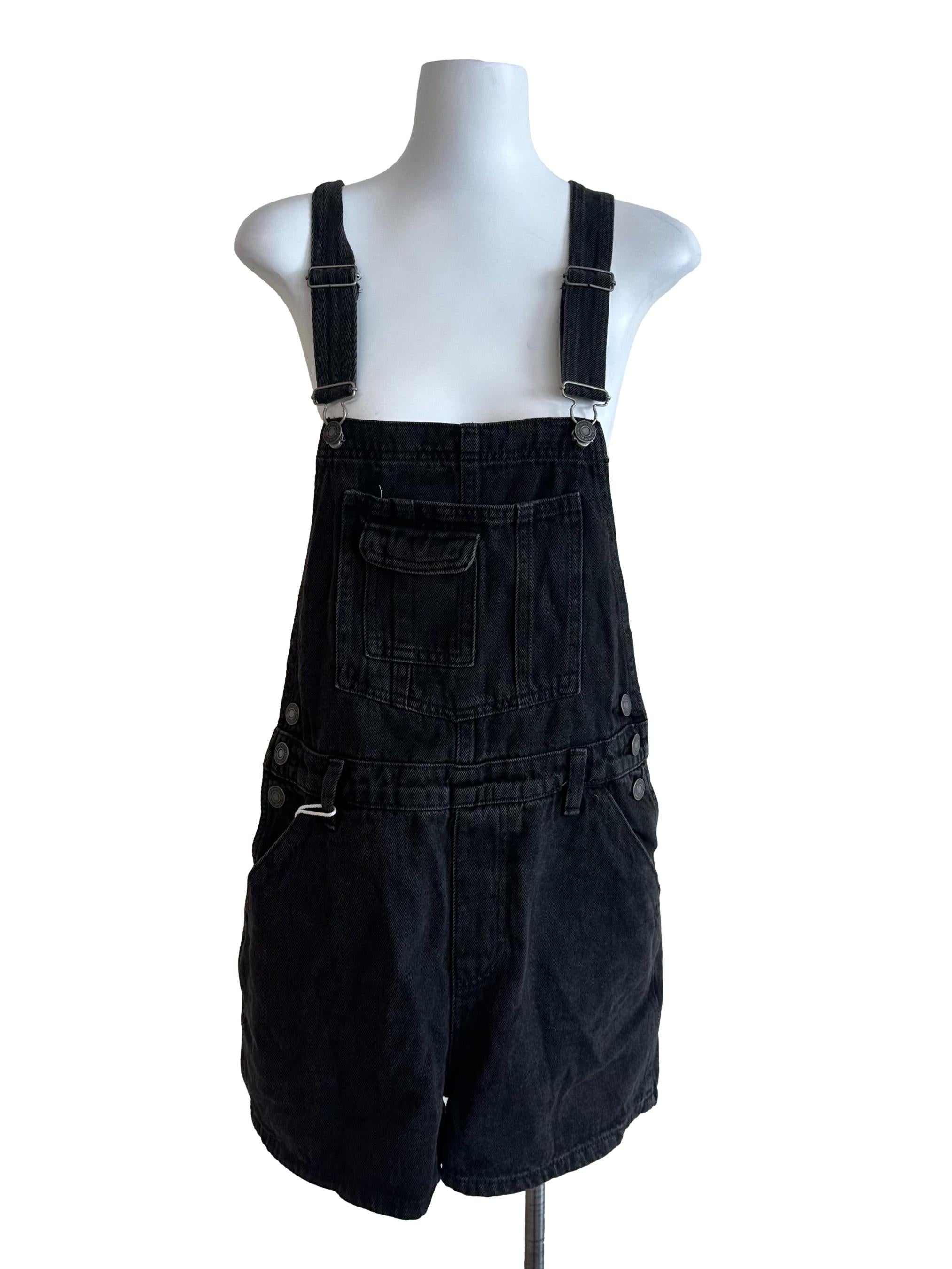 Charcoal Black Denim Short Overall
