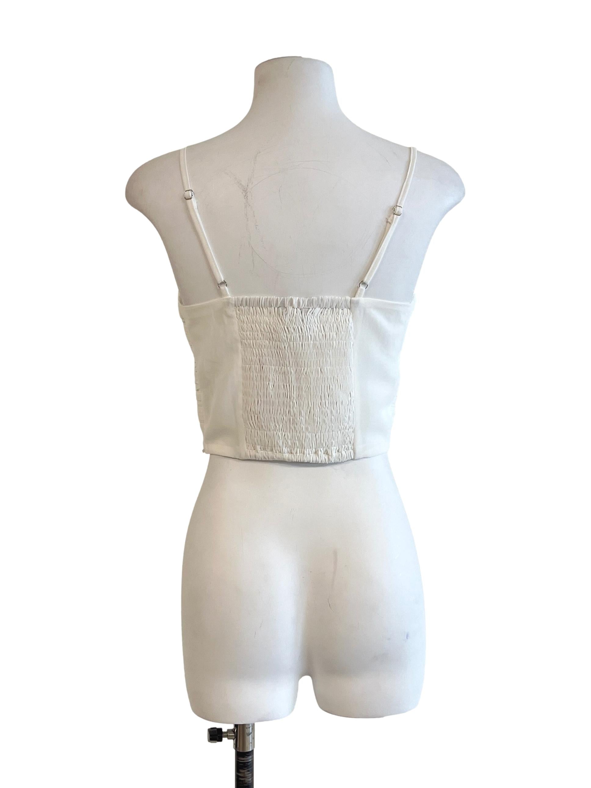Pearl White Textured Crop Top