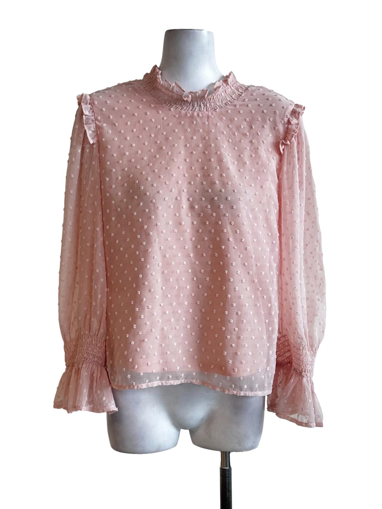 Peach Pink Dots Pattern Blouse
