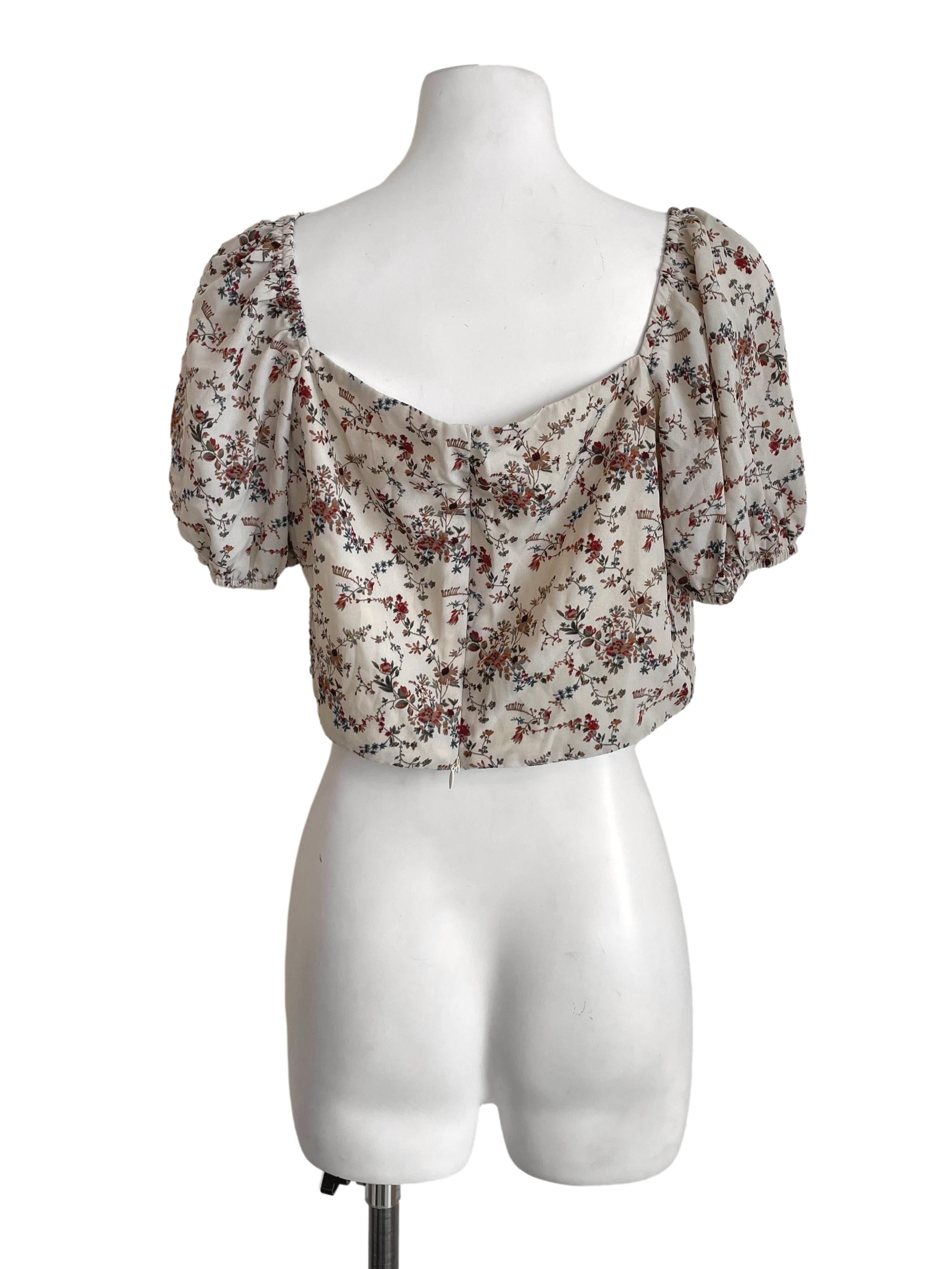 Oat Floral Sweetheart Crop Top