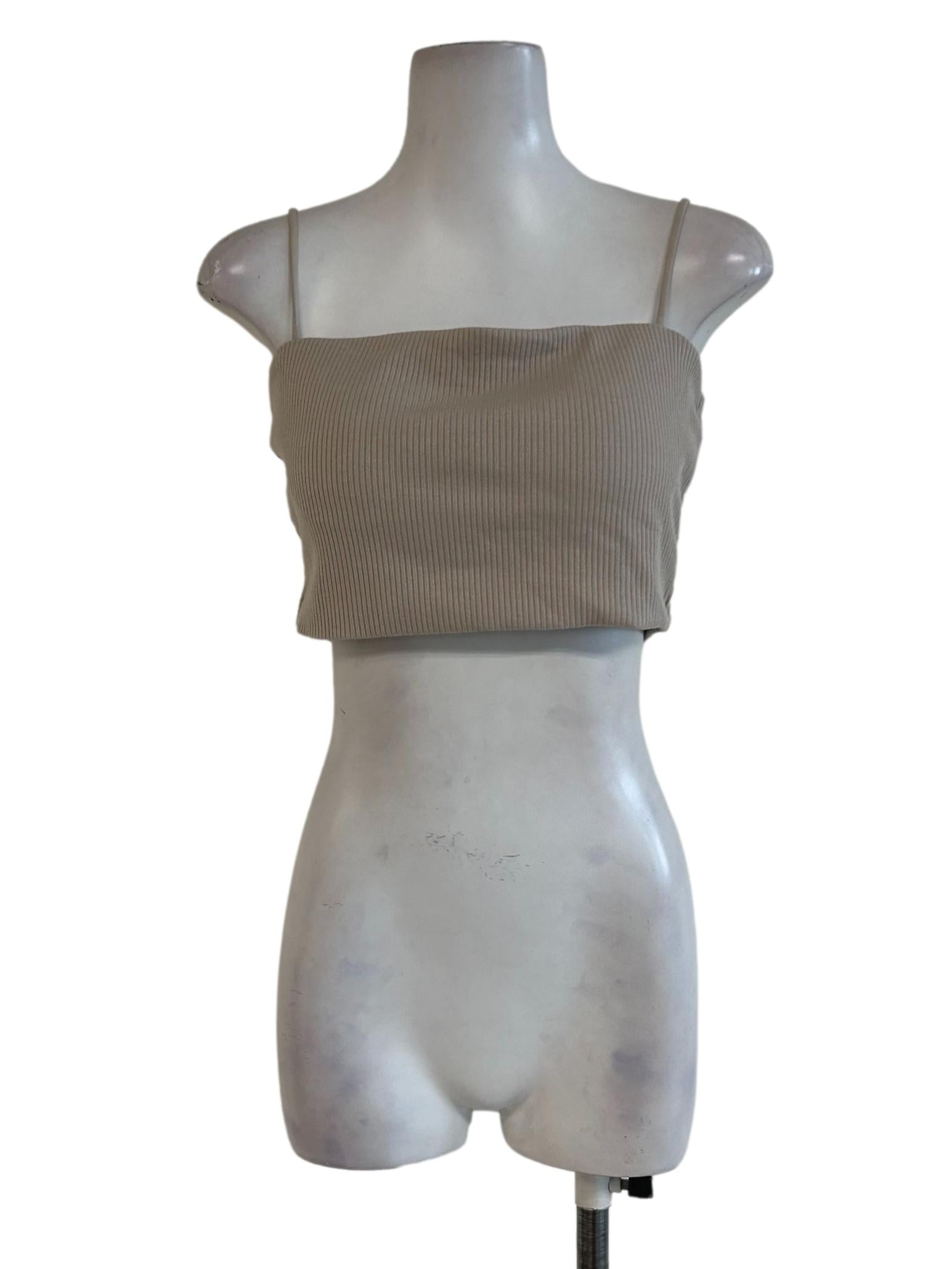 Bone White Ribbed Crop Top