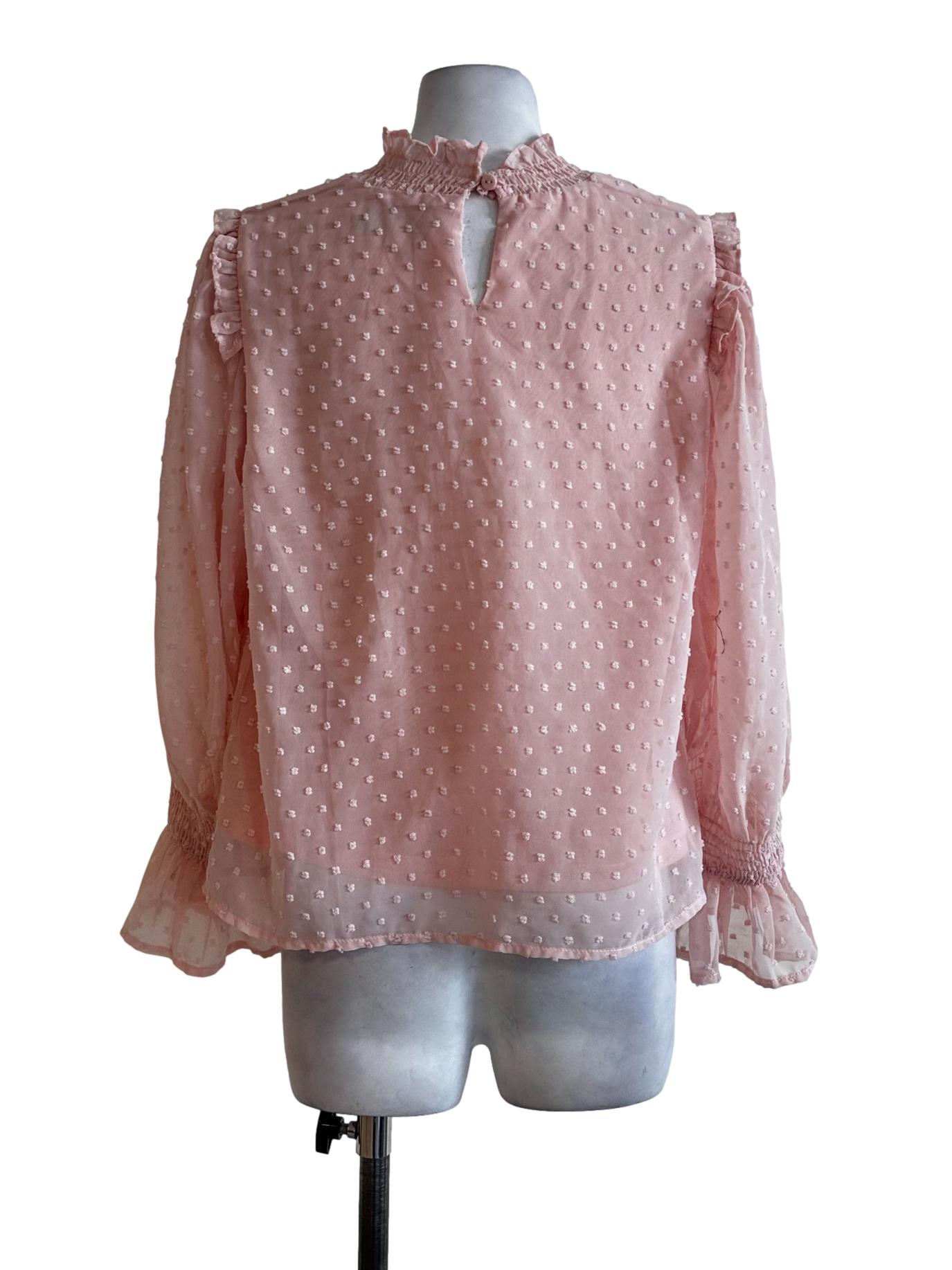 Peach Pink Dots Pattern Blouse