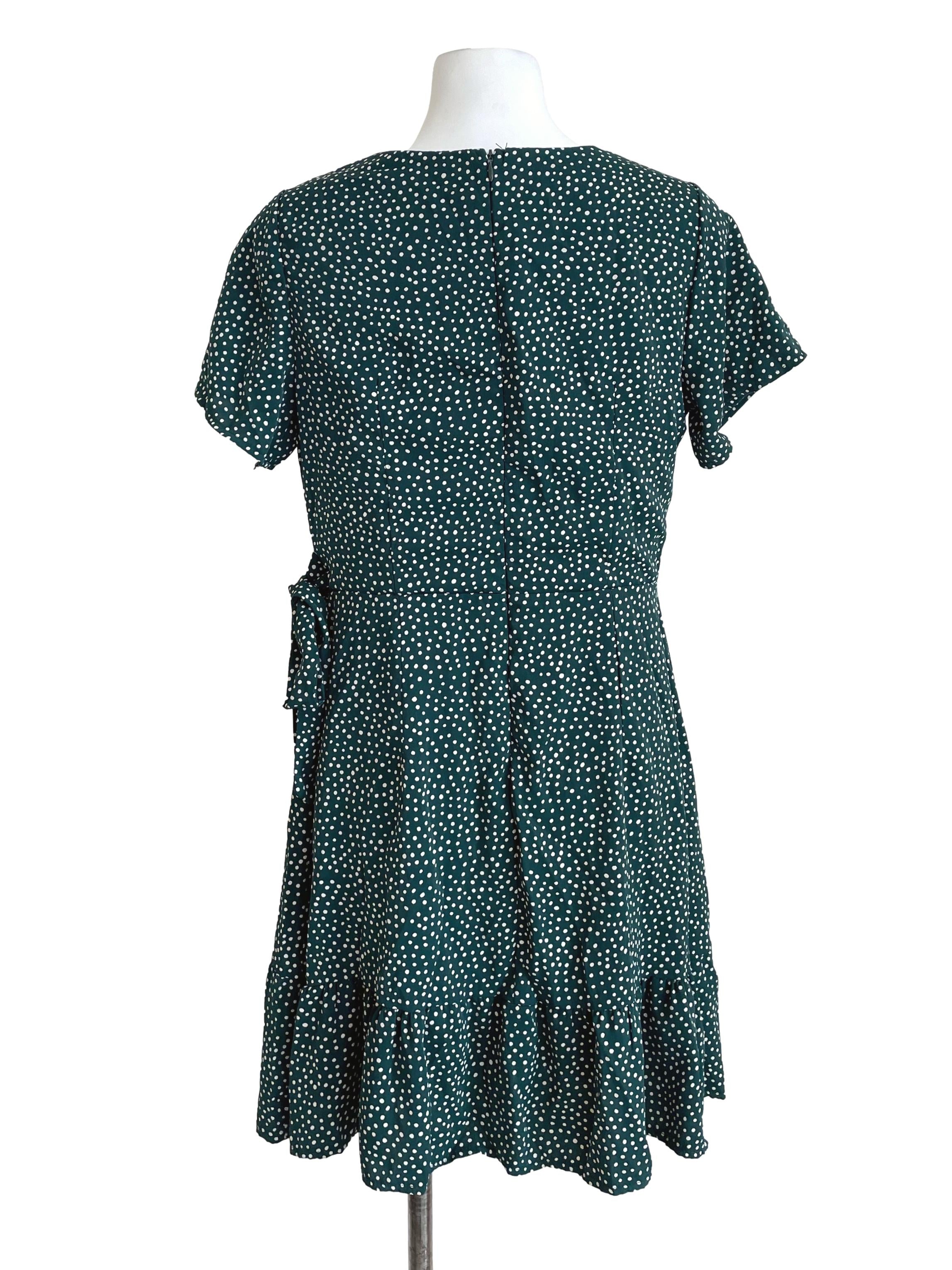 Pine Dots Ruffled Wrap Dress