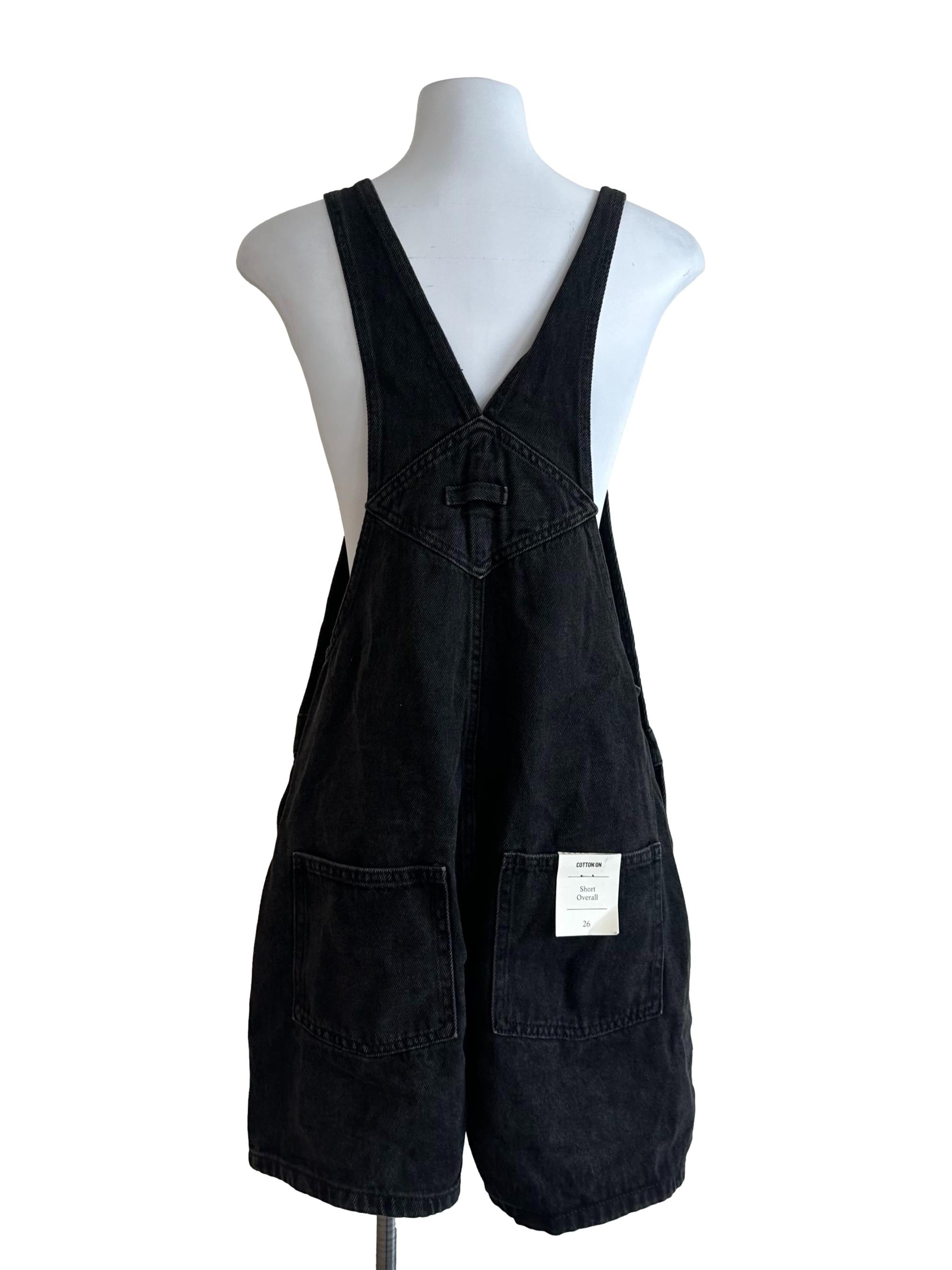 Charcoal Black Denim Short Overall