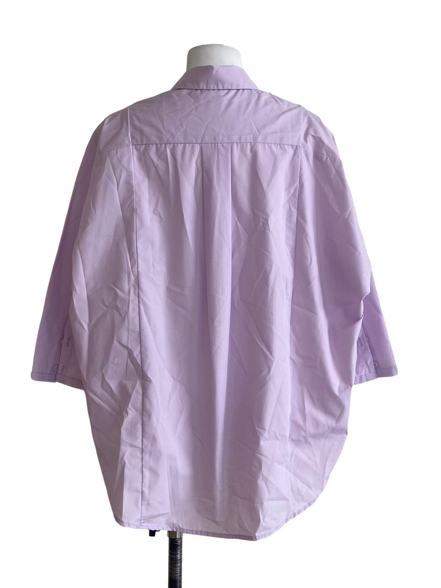 Heather Purple Button Down Shirt Batwing Sleeve Blouse
