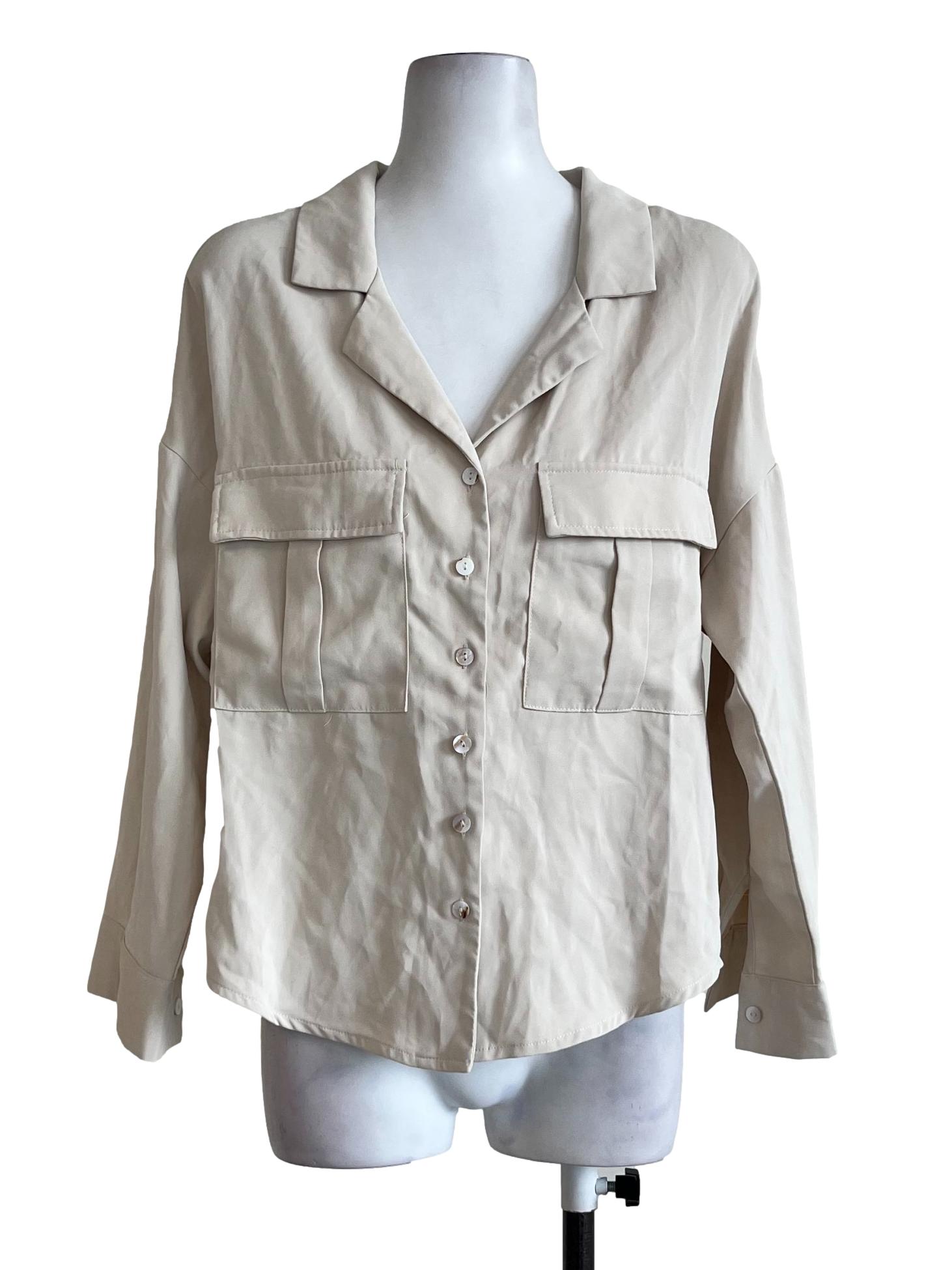 Light Brown Plain Long Sleeves Blouse