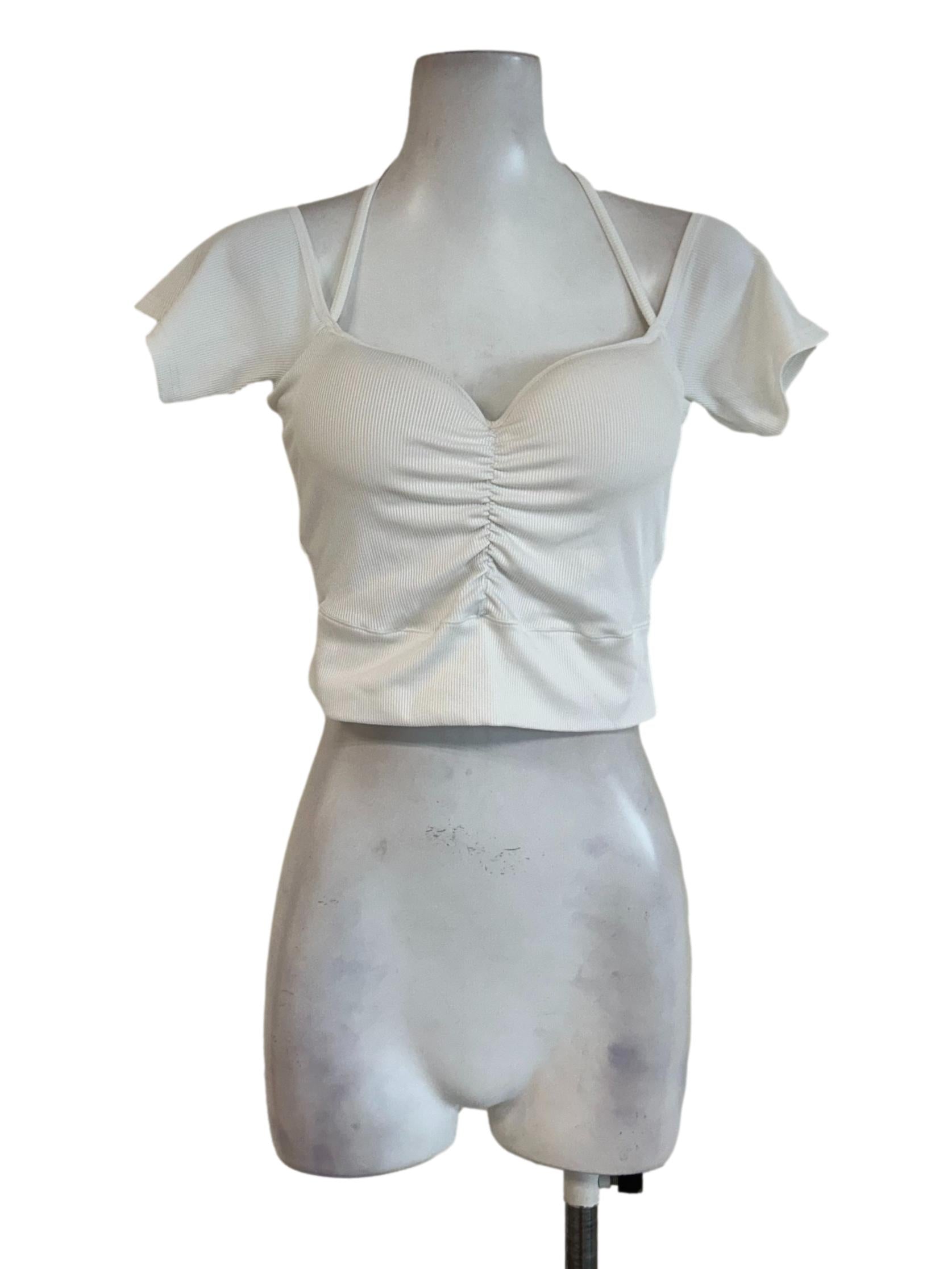 Pearl White Ribbed Padded Top