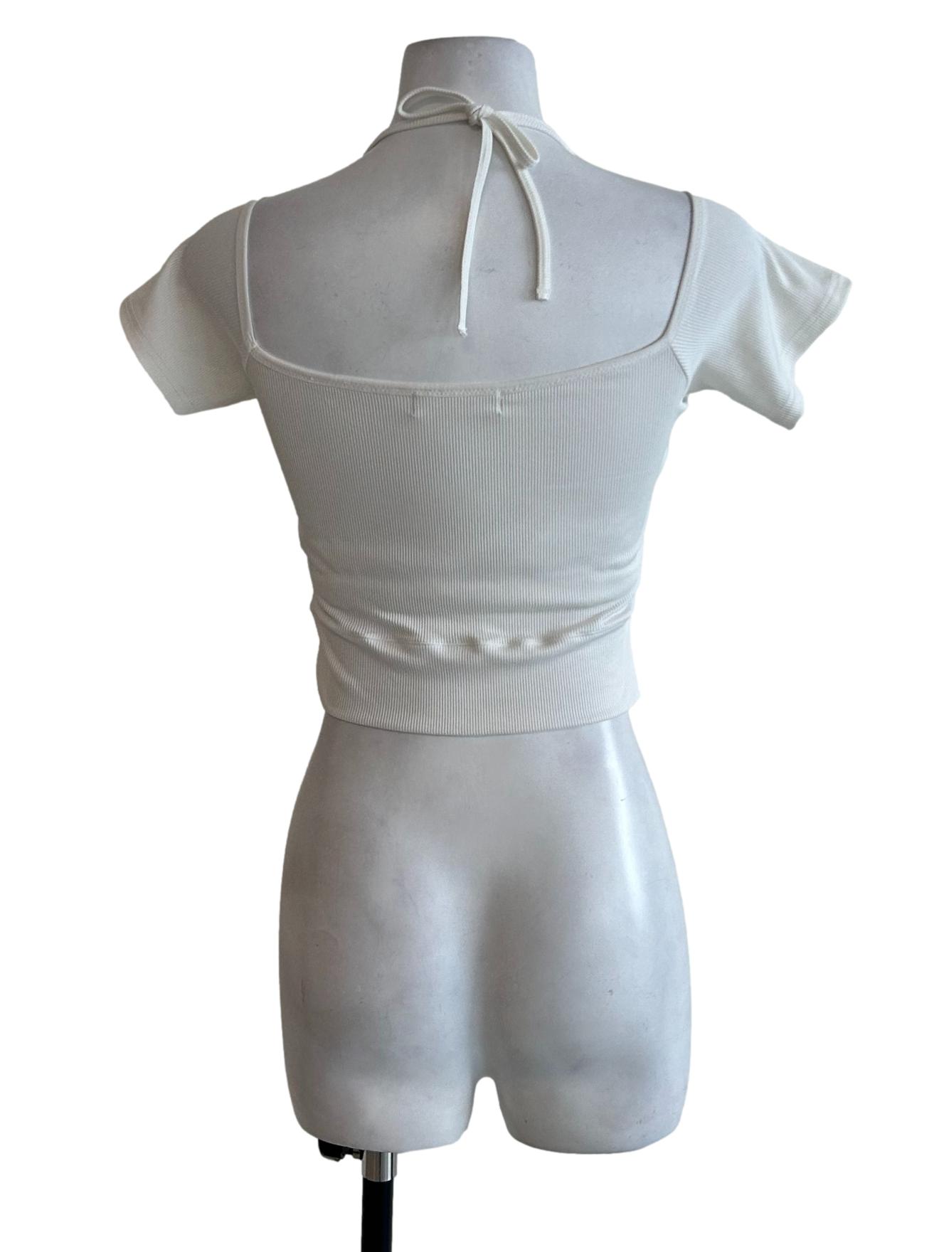 Pearl White Ribbed Padded Top