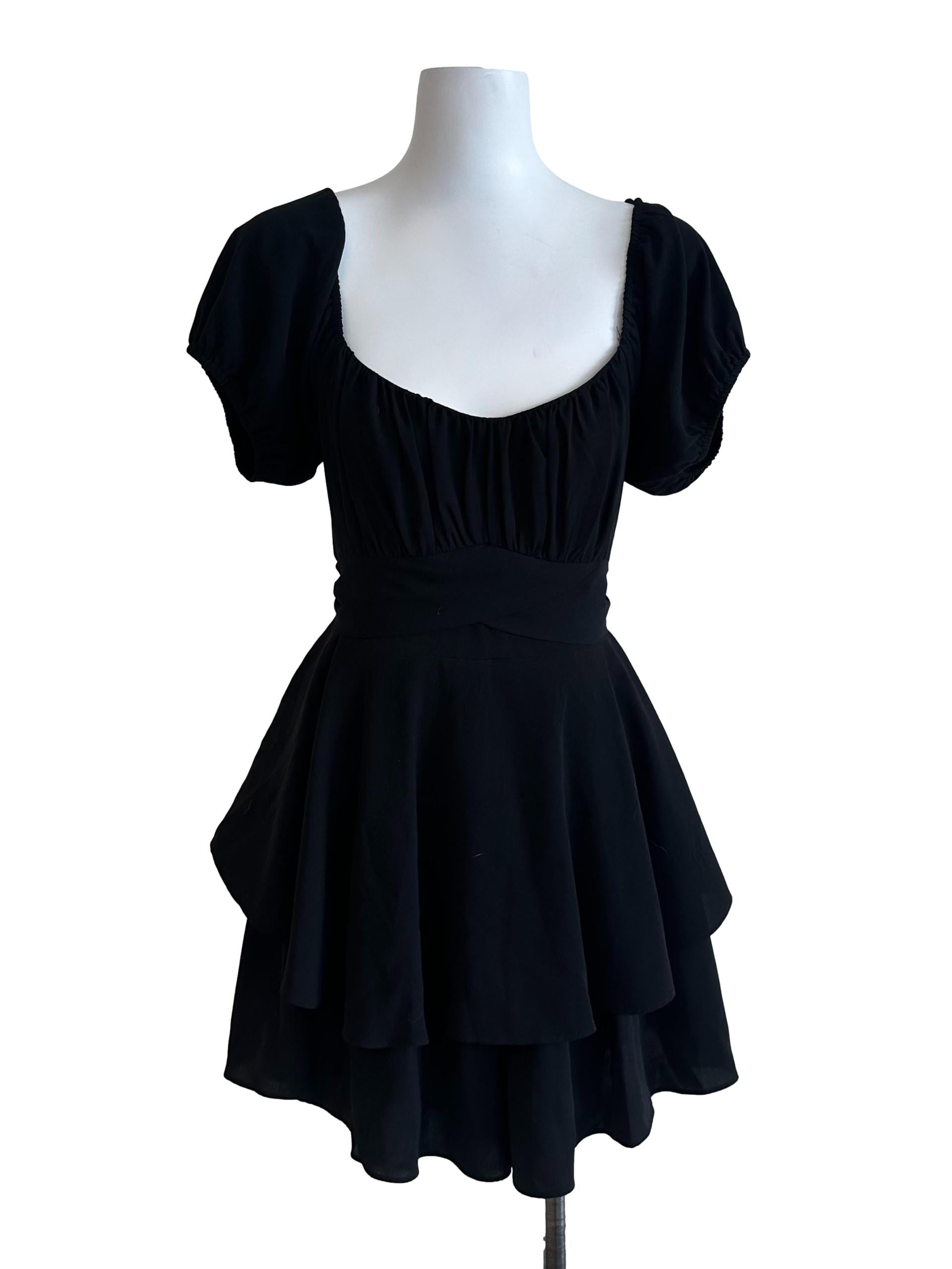 Raven Black Scoop Layered Romper