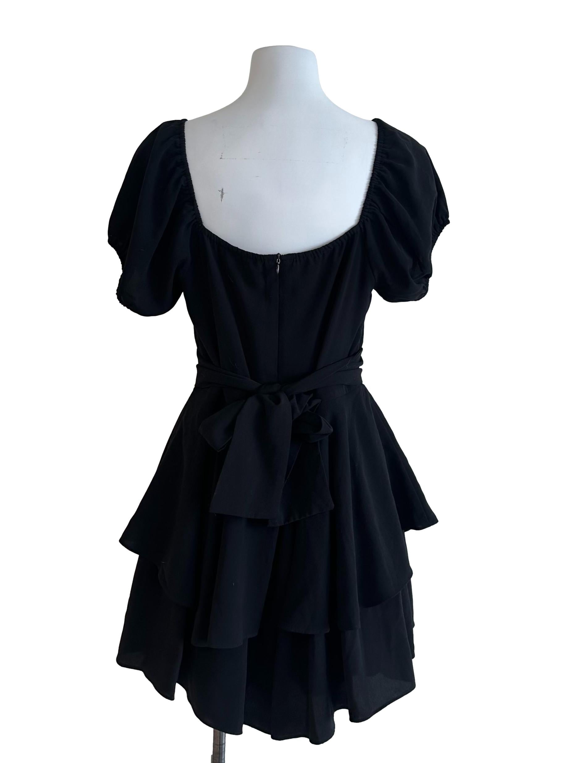 Raven Black Scoop Layered Romper
