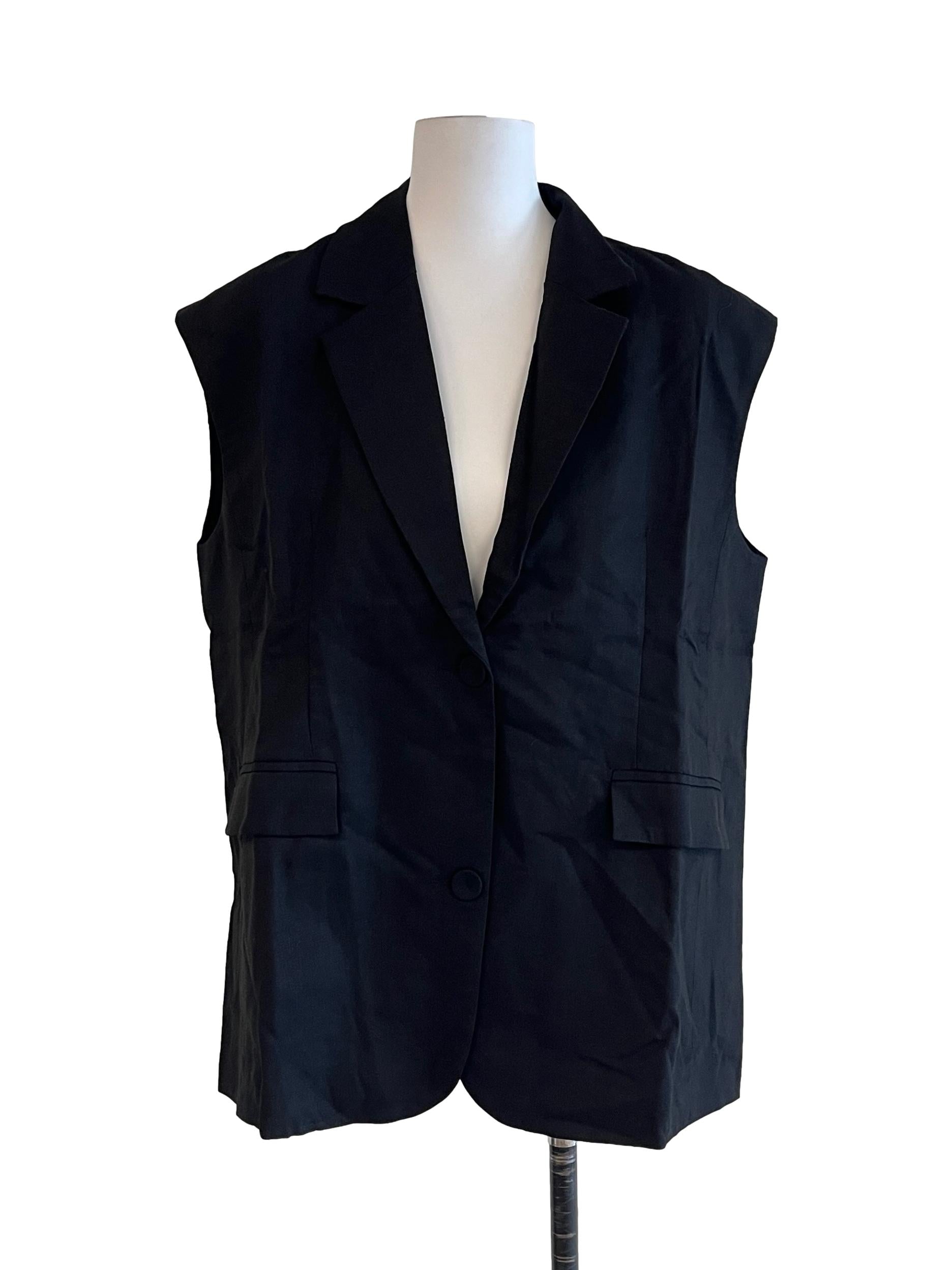 Crow Black V Neck Vest