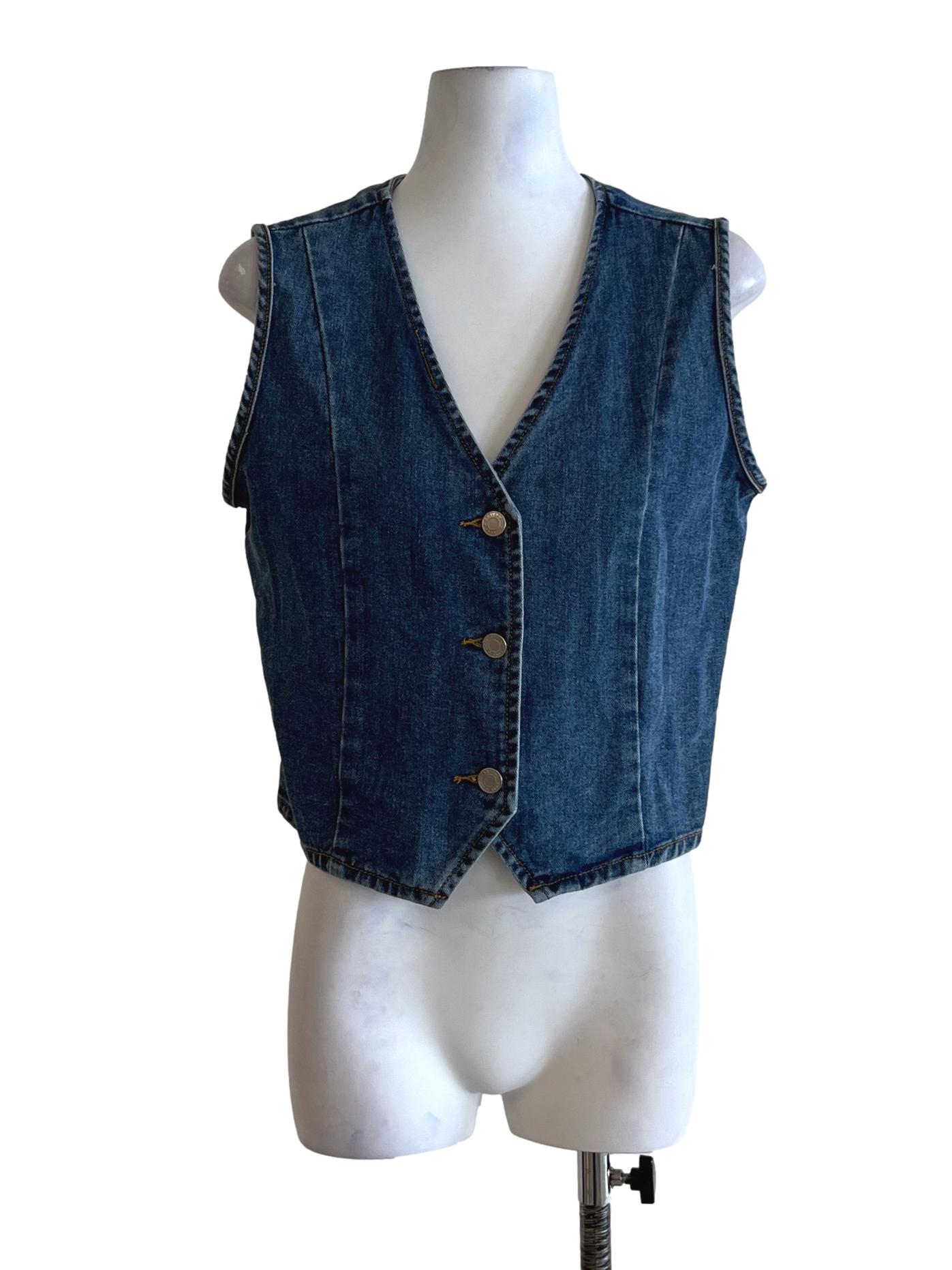 Blue Denim V-Neckline Vest