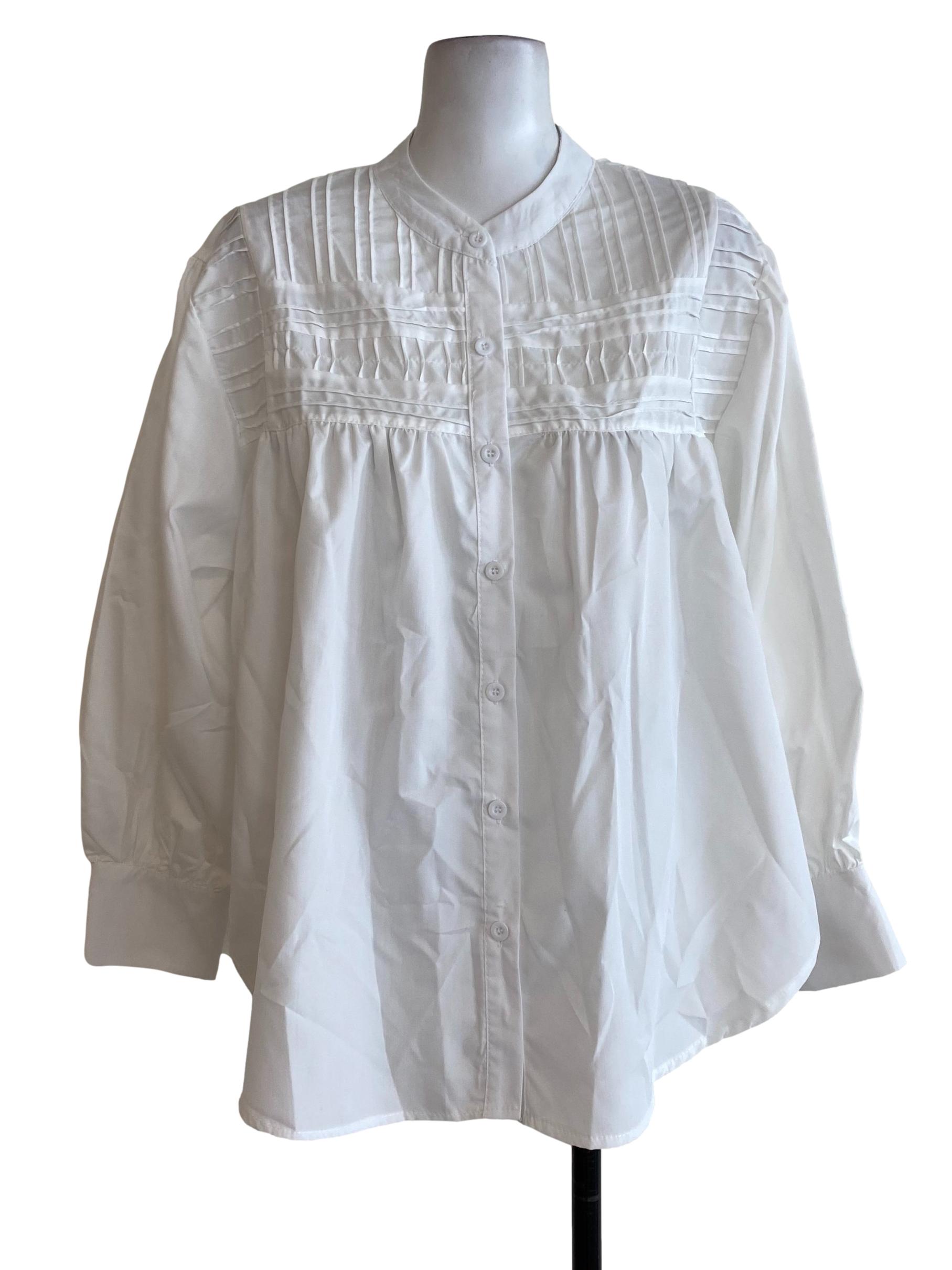 White Half Pleated Blouse