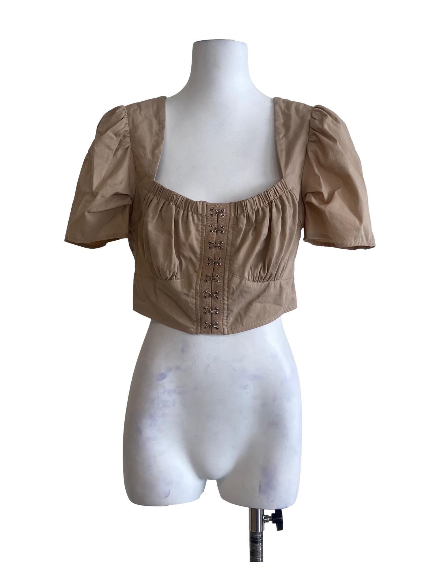 Brown Square Neck Crop Top