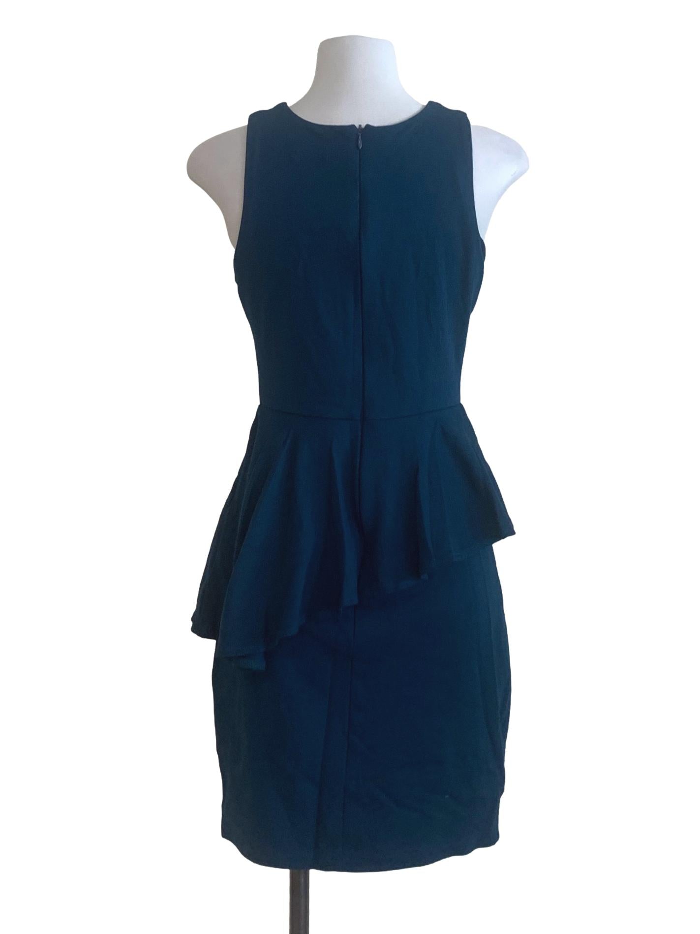 Blue Round Neck Peplum Dress