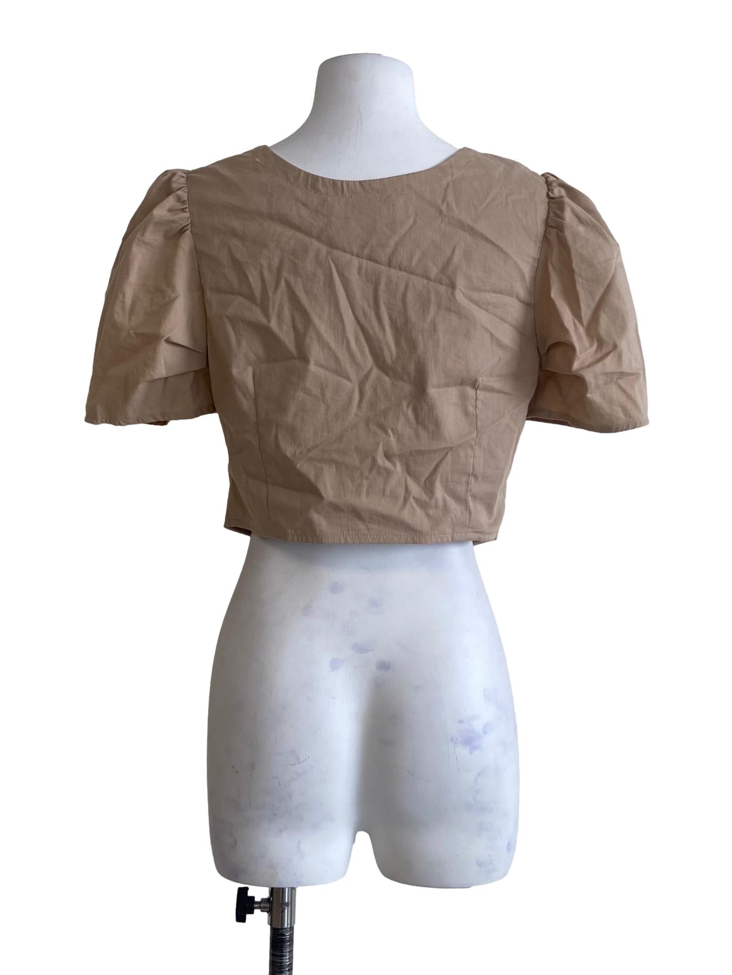 Brown Square Neck Crop Top