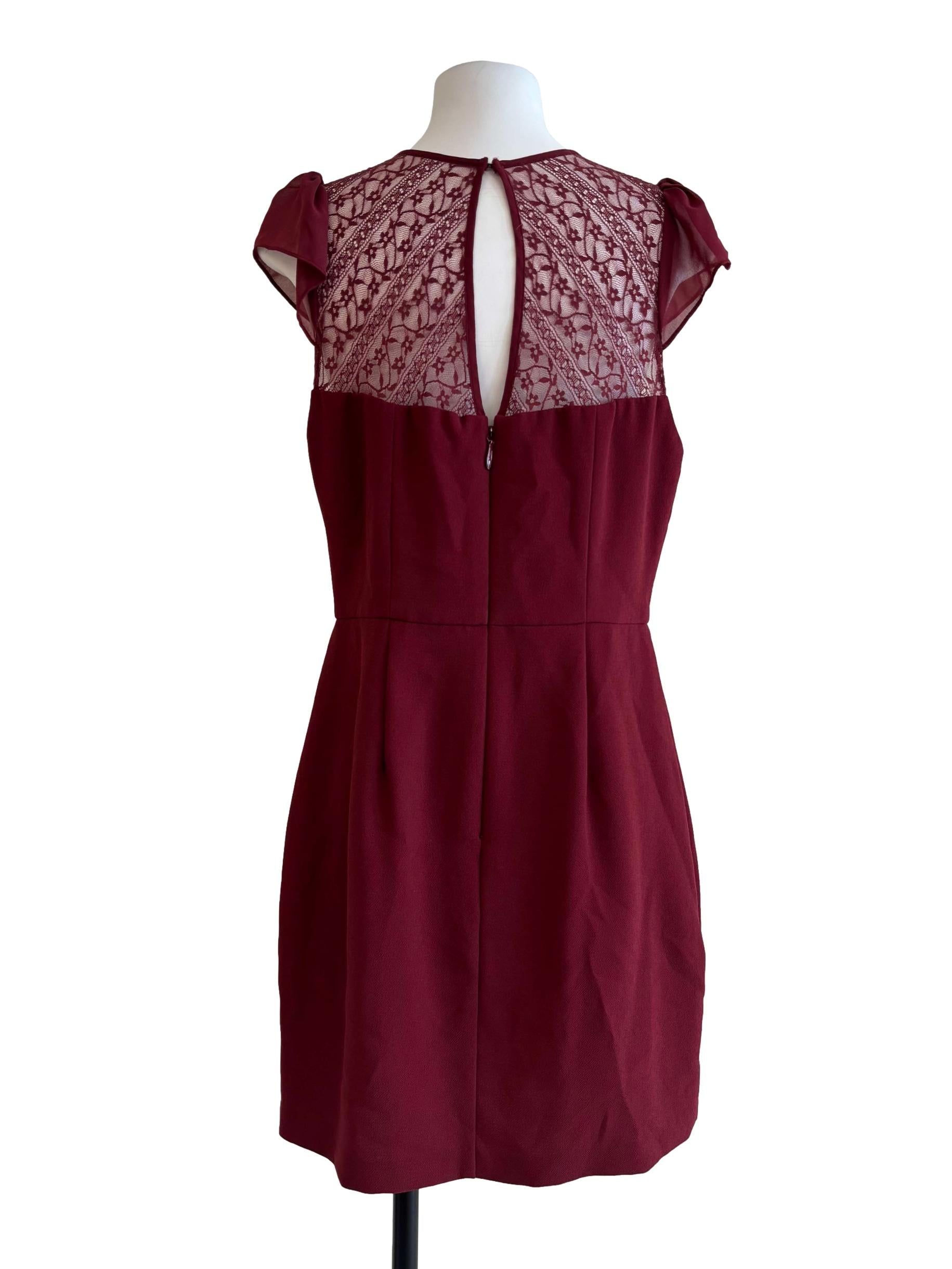 Maroon Cap Sleeve Sheath Dress