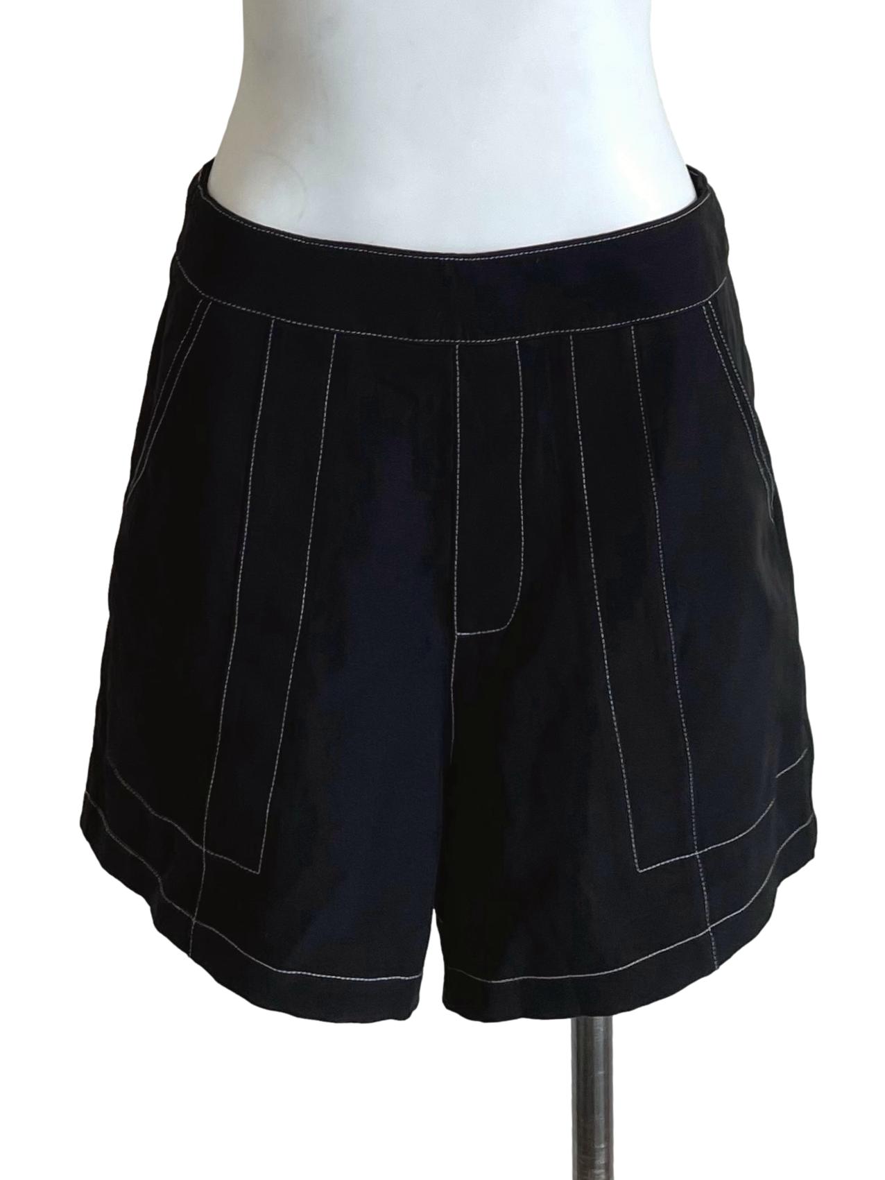 Black Contrast Stitch Shorts