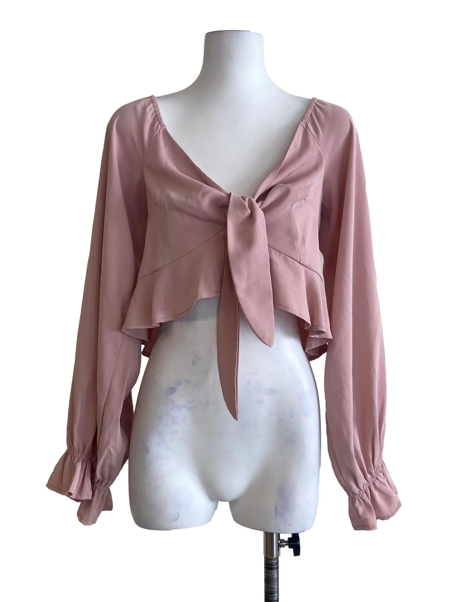 Flamingo Pink Front Knot Crop Top