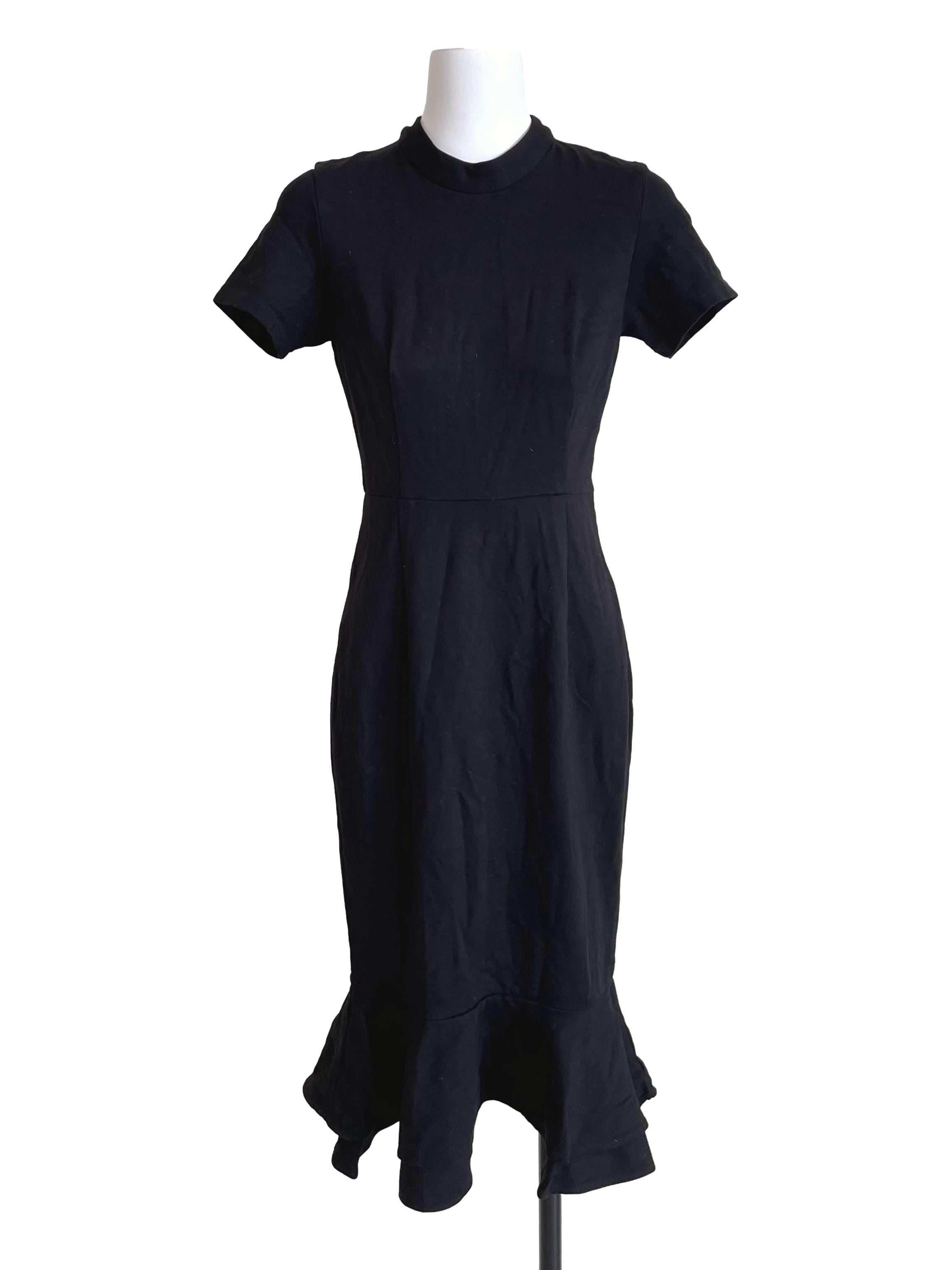 Black Flounce Sheath Dress