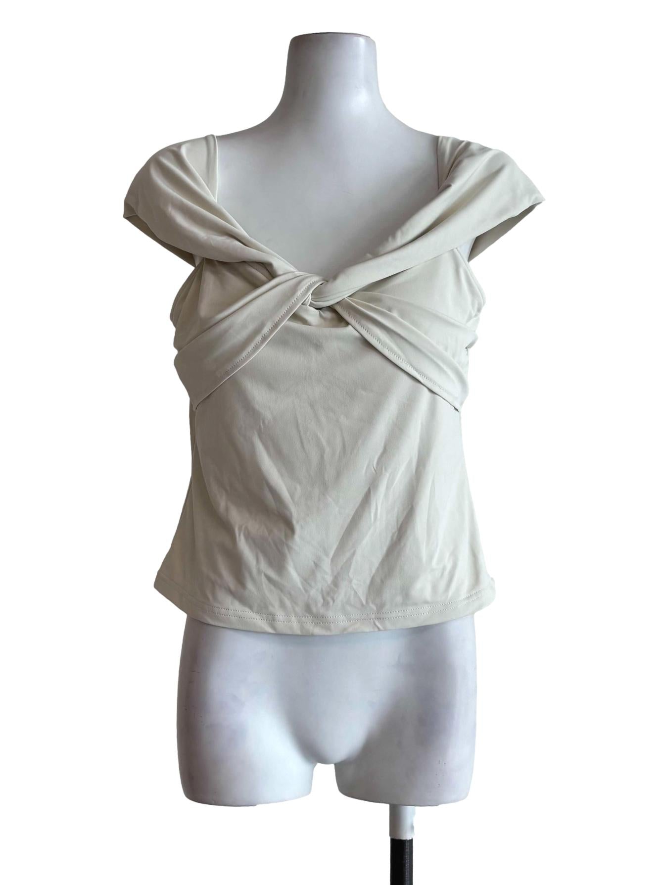 Rice White Front Twist Top