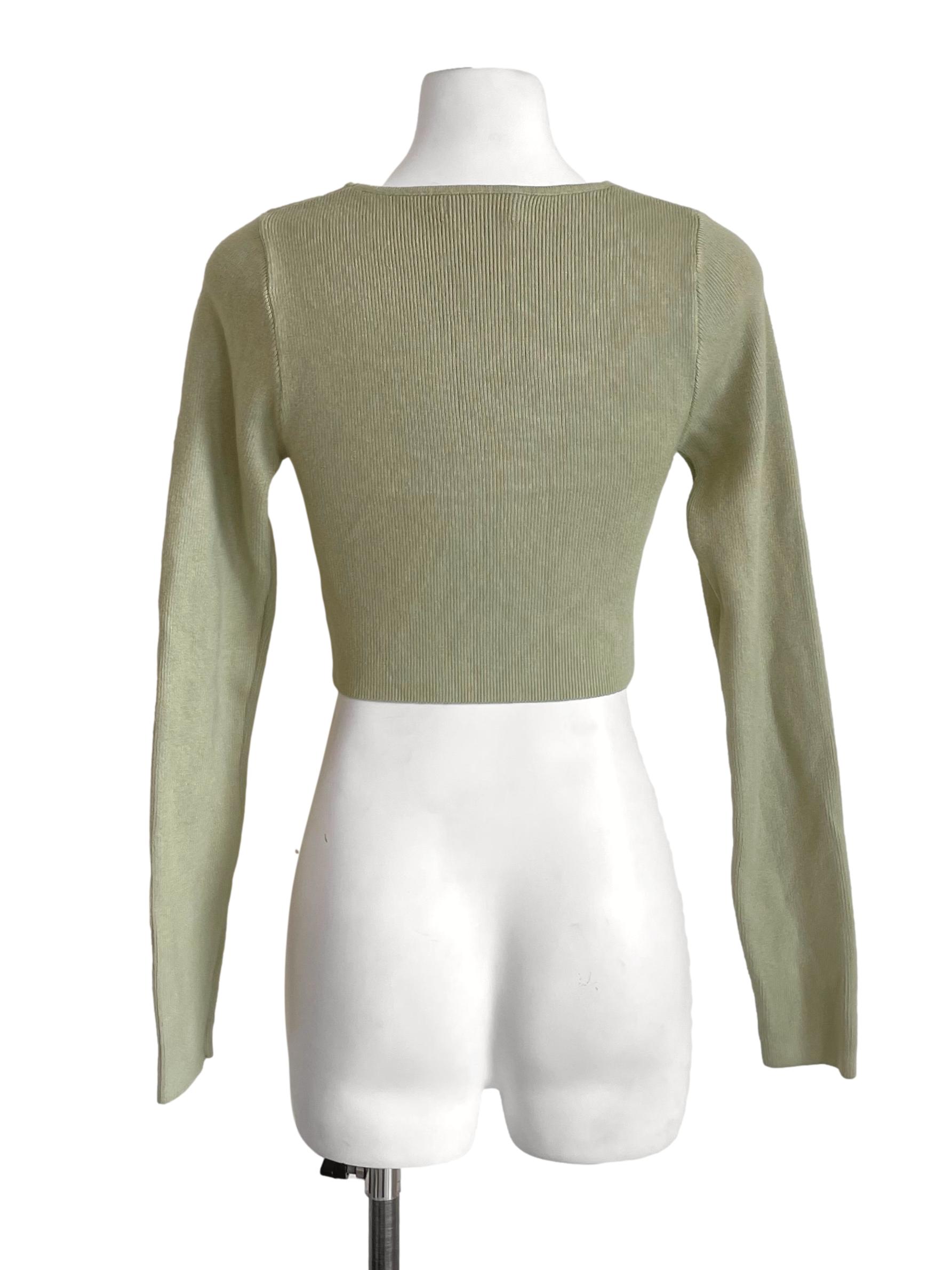 Olive Square Neck Knit Crop Top