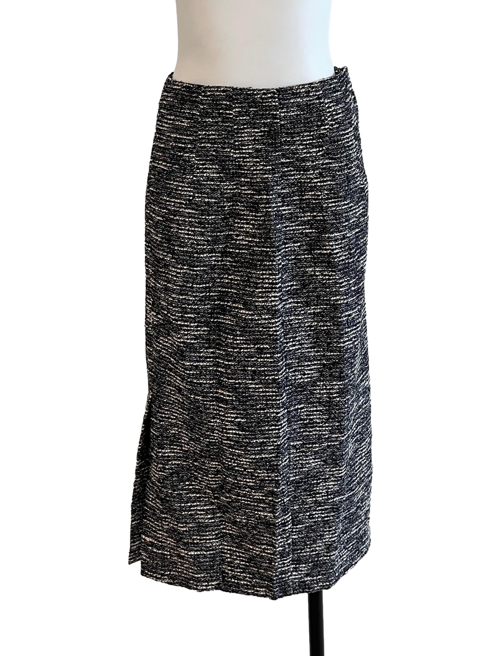 Jade Black And White Tweed Skirt