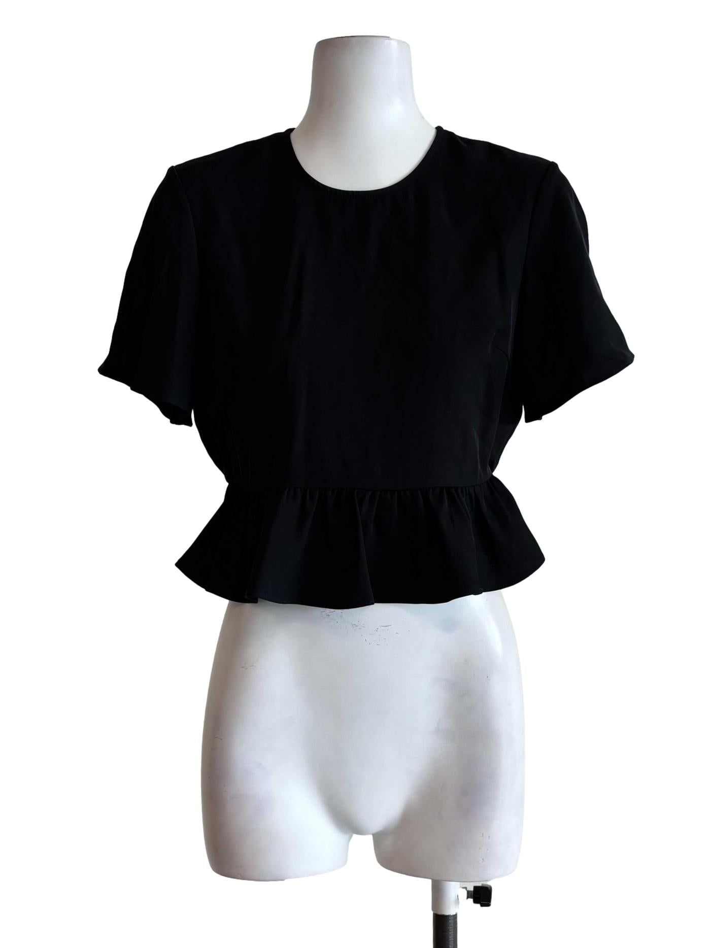 Night Black Shortsleeve Peplum Crop Top