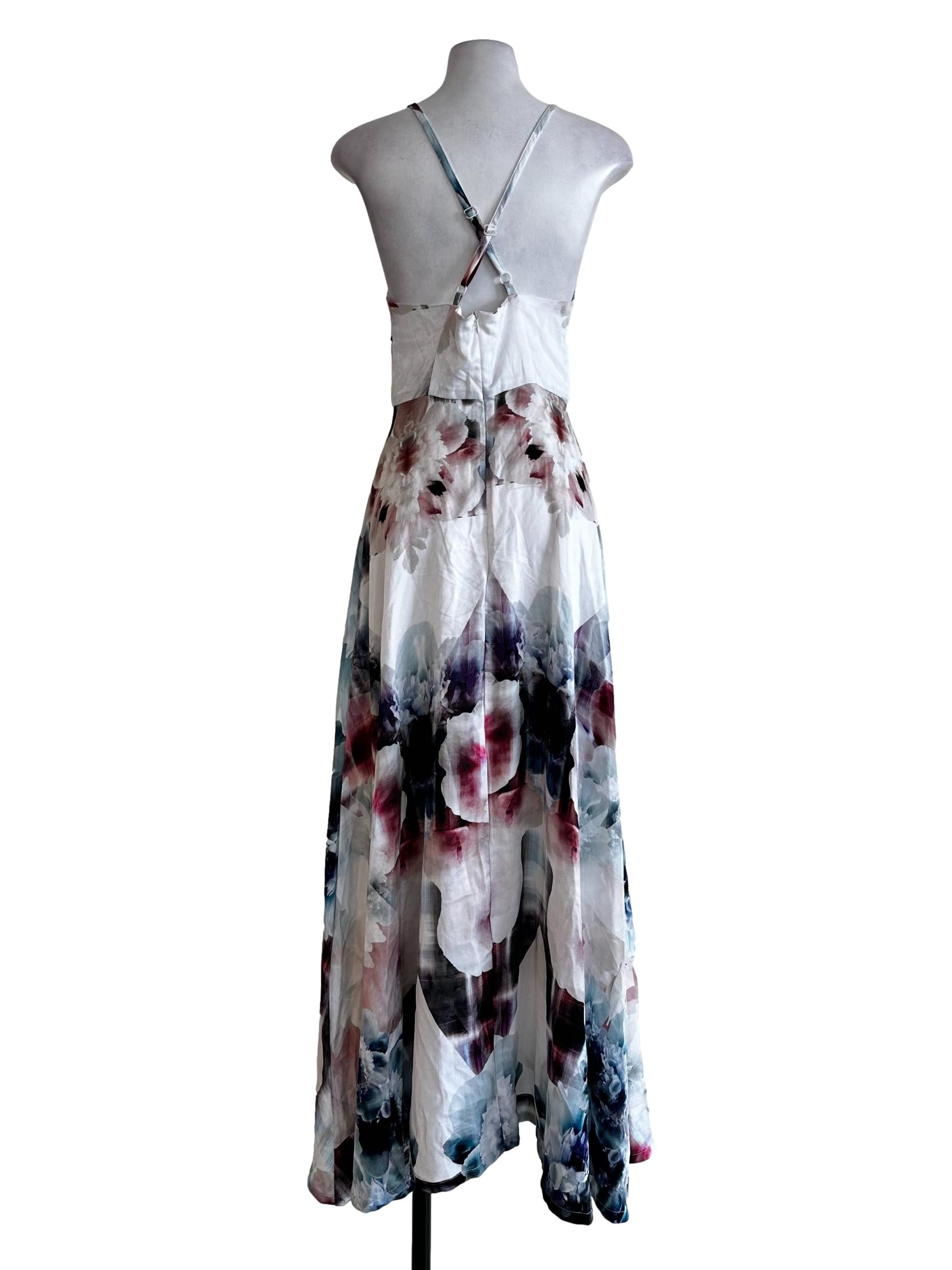 White Abtract Pattern Halter Dress