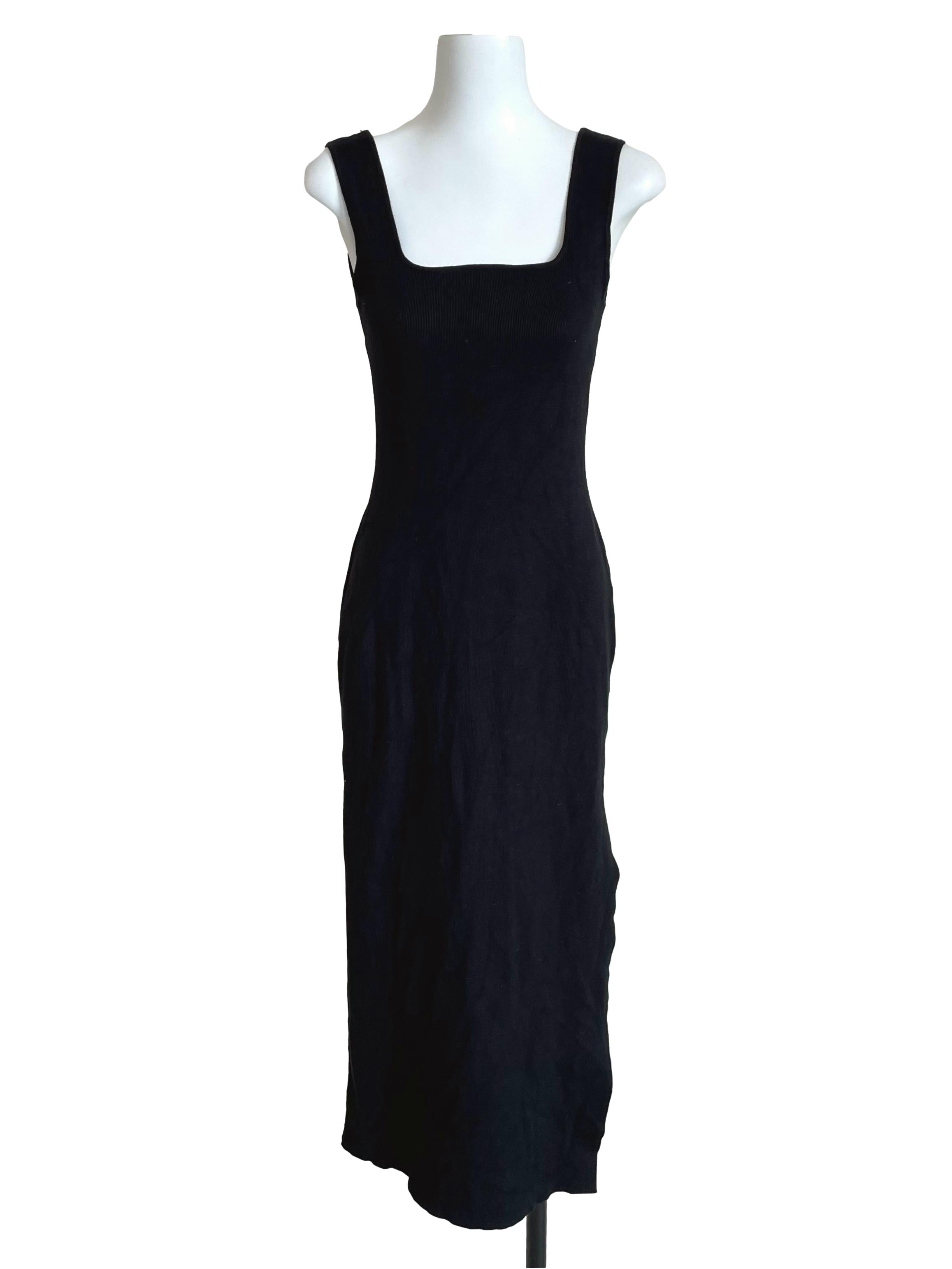 Black Square Neck Knit Bodycon Dress