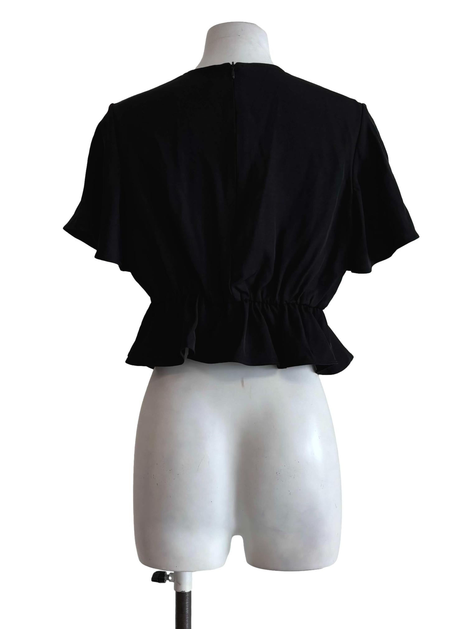 Night Black Shortsleeve Peplum Crop Top
