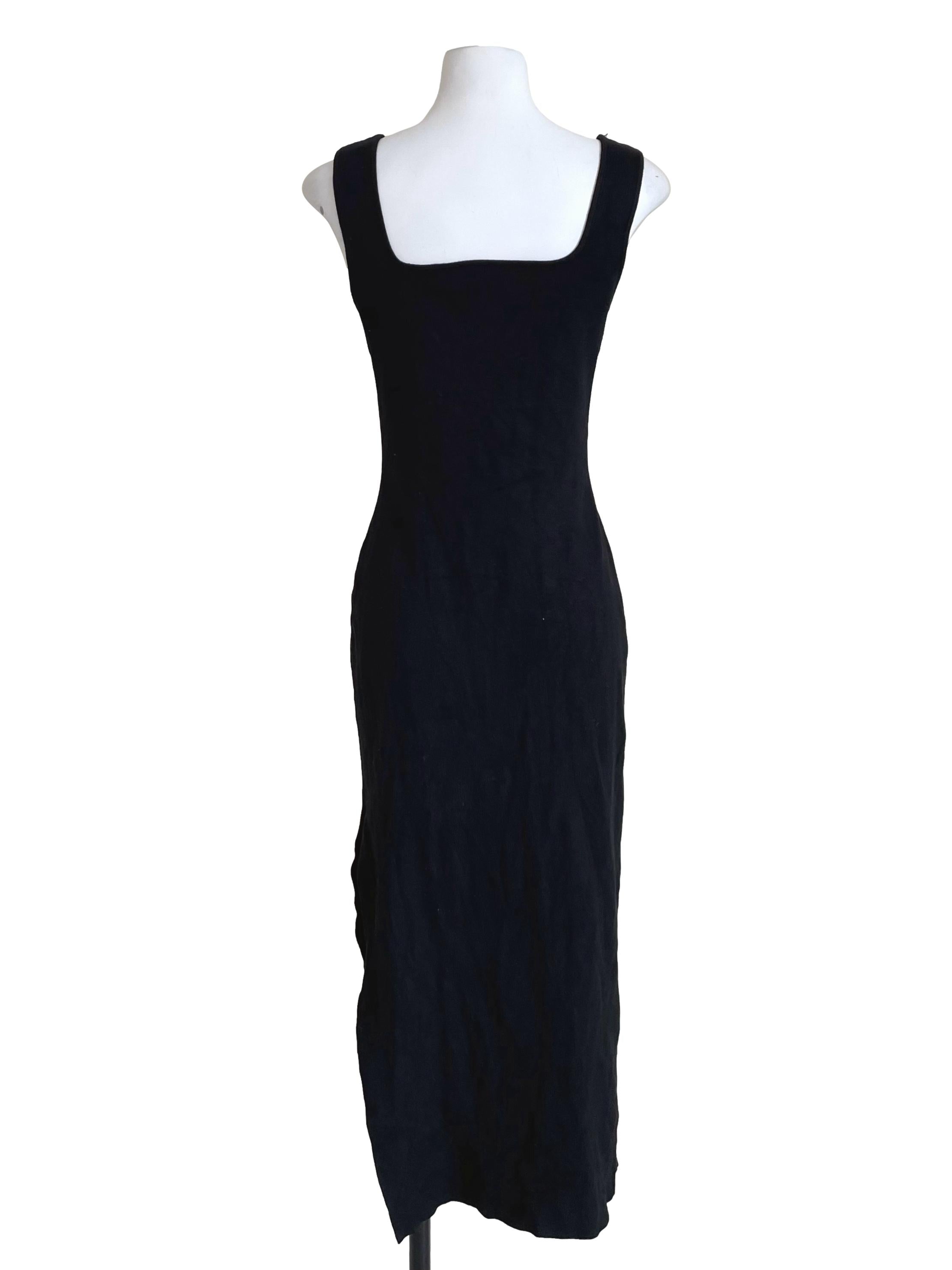 Black Square Neck Knit Bodycon Dress
