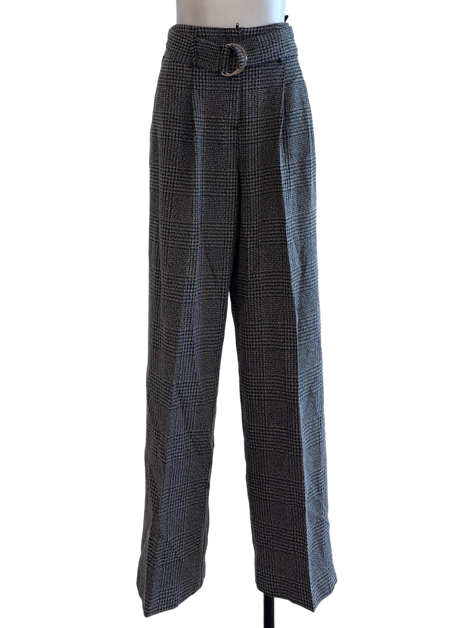 Grey Plaid Pattern Pants